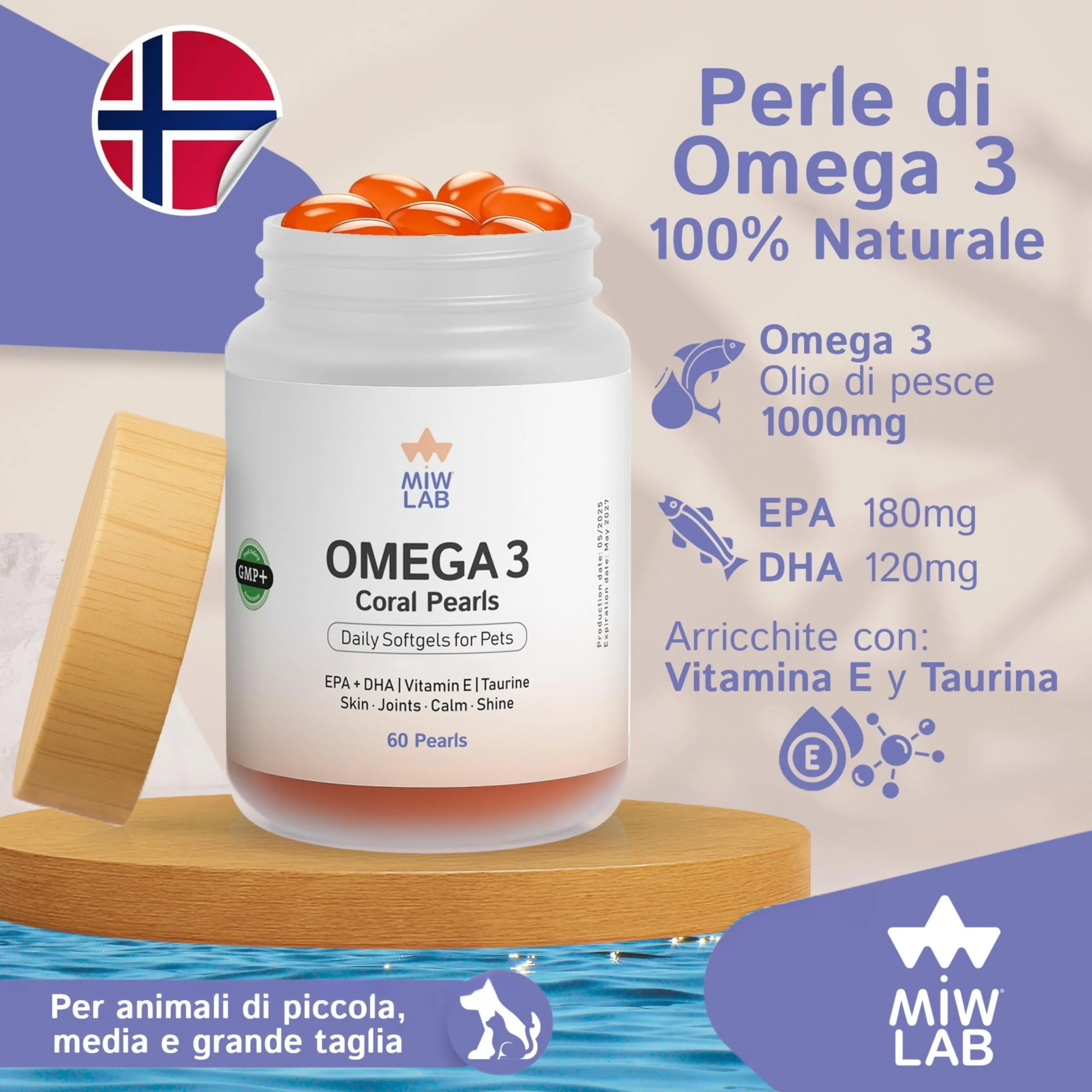 Omega 3 Olio di Pesce 60 Softgel per Cani e Gatti con 180mg EPA, 120mg DHA, Taurina e Vitamina E per Pelo Lucido, Articolazioni Flessibile e Sistema Immunitario Forti | Qualità Premium (Salmone) - immagine 4
