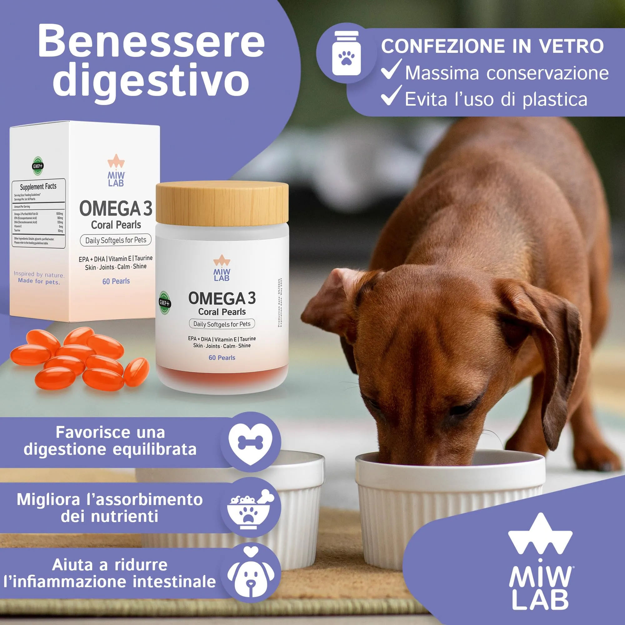 Omega 3 Olio di Pesce 60 Softgel per Cani e Gatti con 180mg EPA, 120mg DHA, Taurina e Vitamina E per Pelo Lucido, Articolazioni Flessibile e Sistema Immunitario Forti | Qualità Premium (Salmone) - immagine 6