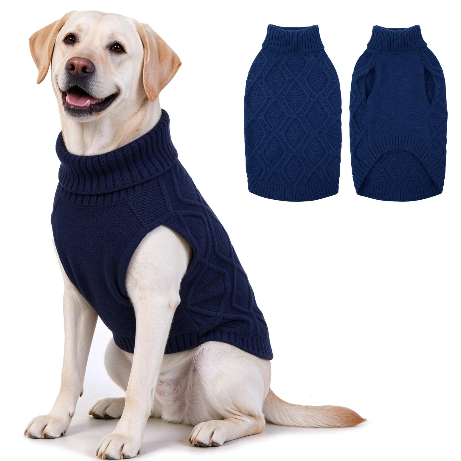 KONVINIT Maglione Cane Taglia Grande Collo Alto Senza Maniche Inverno Caldo - immagine 1