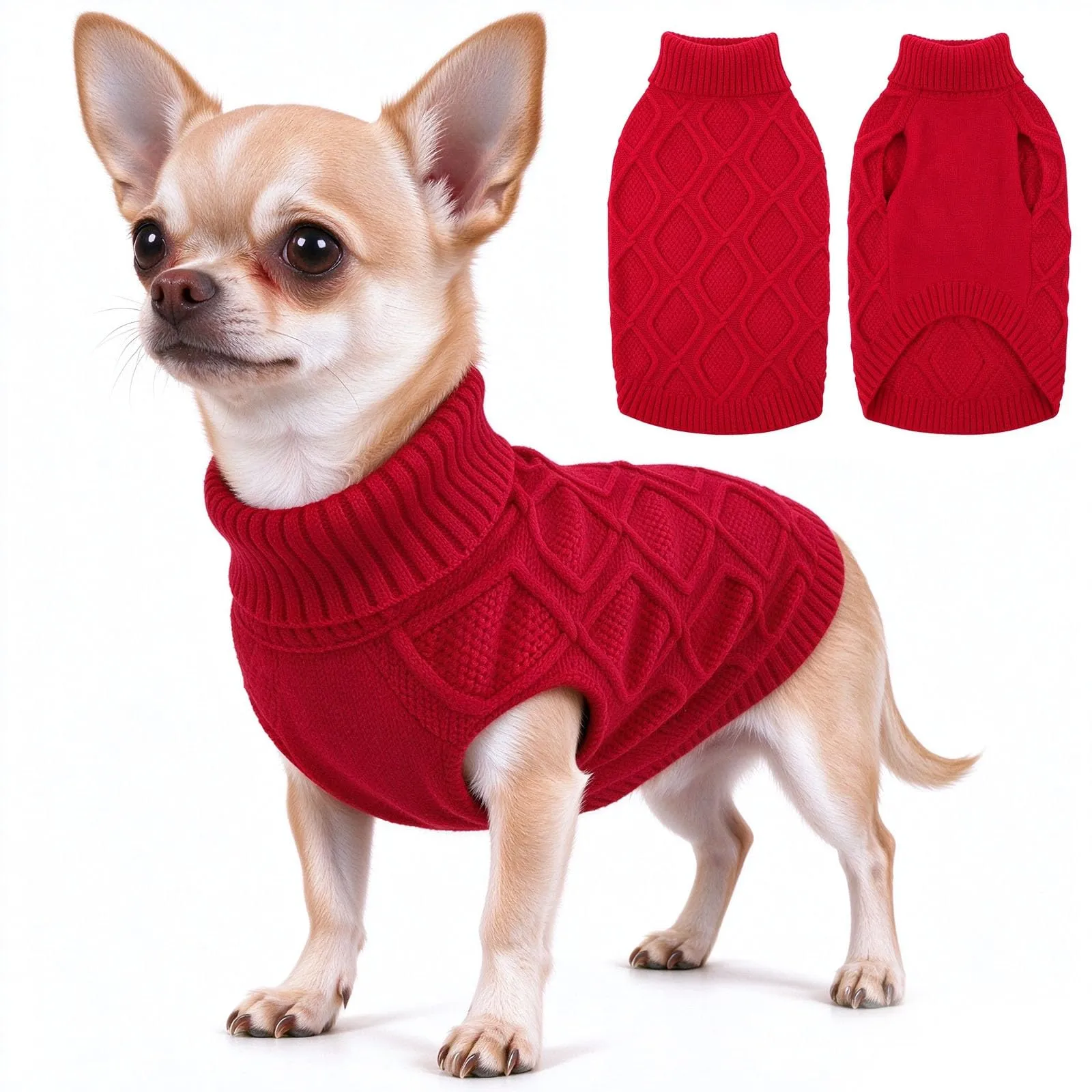 KONVINIT Maglione per Cani Piccoli Collo Alto Senza Maniche Inverno Caldo - immagine 1