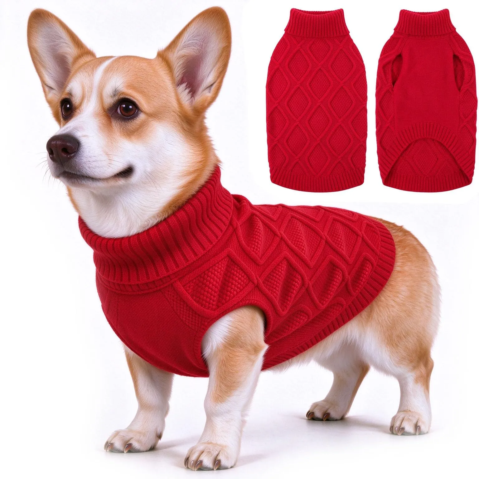 KONVINIT Maglione Cane Taglia Grande Collo Alto Senza Maniche Inverno Caldo - immagine 1