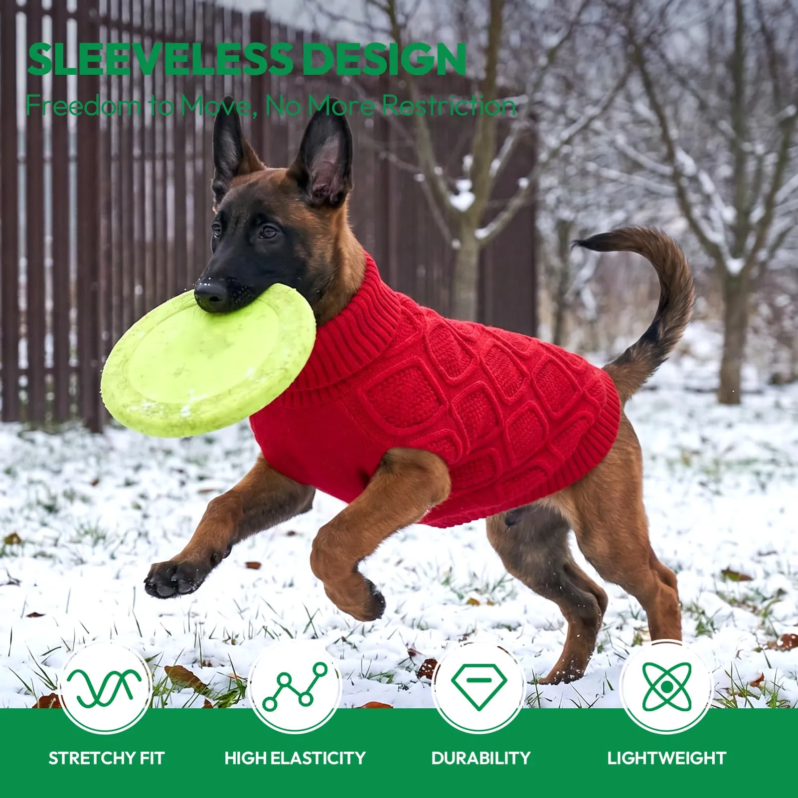 KONVINIT Maglione Cane Taglia Grande Collo Alto Senza Maniche Inverno Caldo - immagine 2