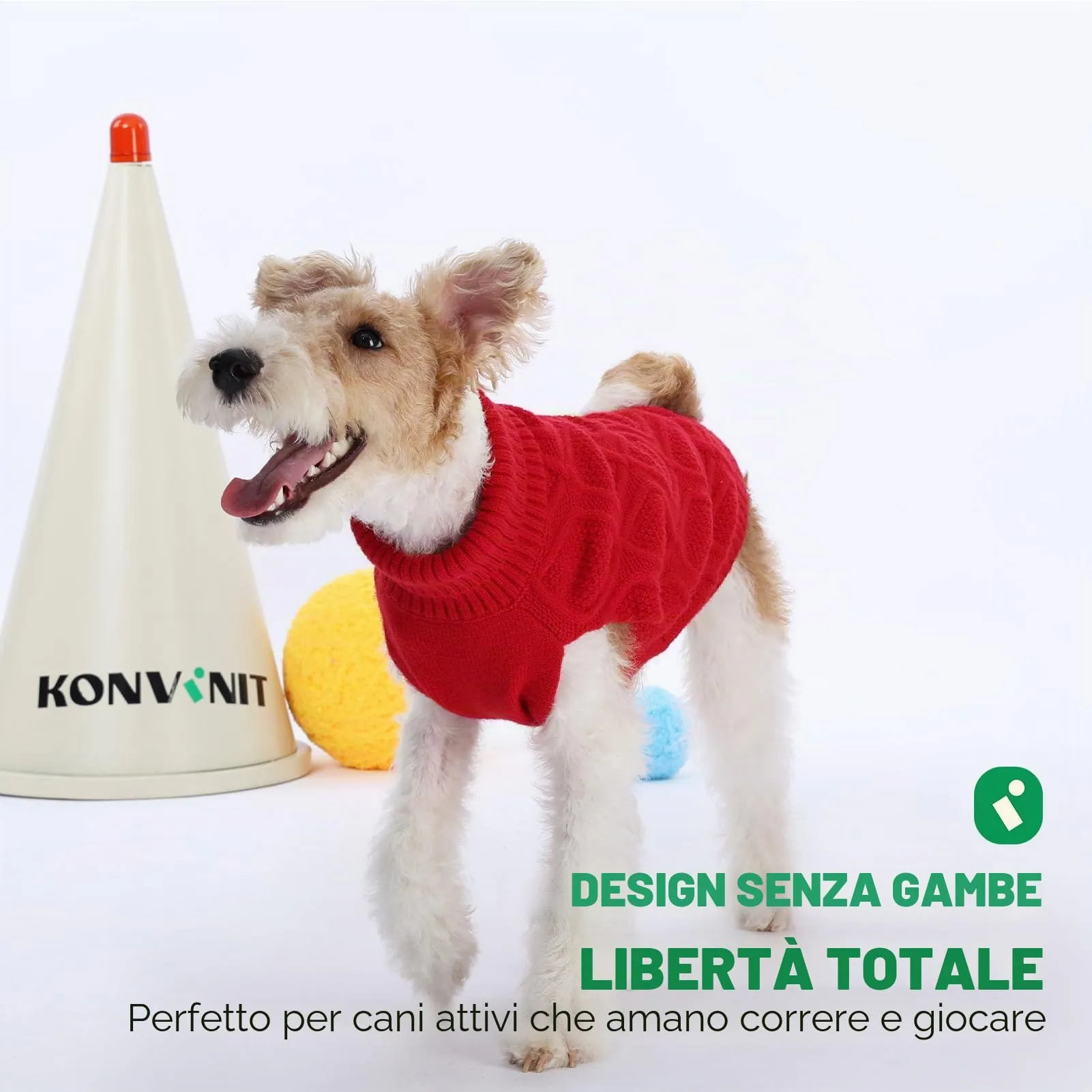 KONVINIT Maglione per Cani Taglia Media Collo Alto Senza Maniche Inverno - immagine 6
