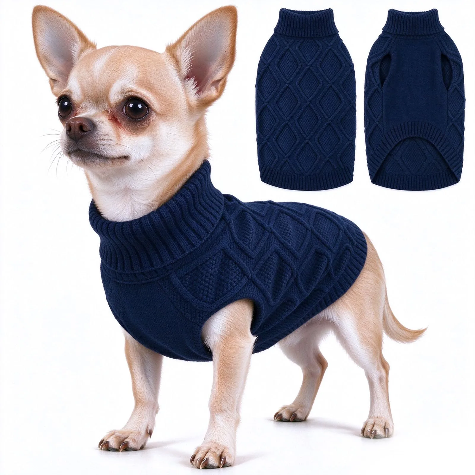 KONVINIT Maglione per Cani Piccoli Collo Alto Senza Maniche Inverno Caldo - immagine 1