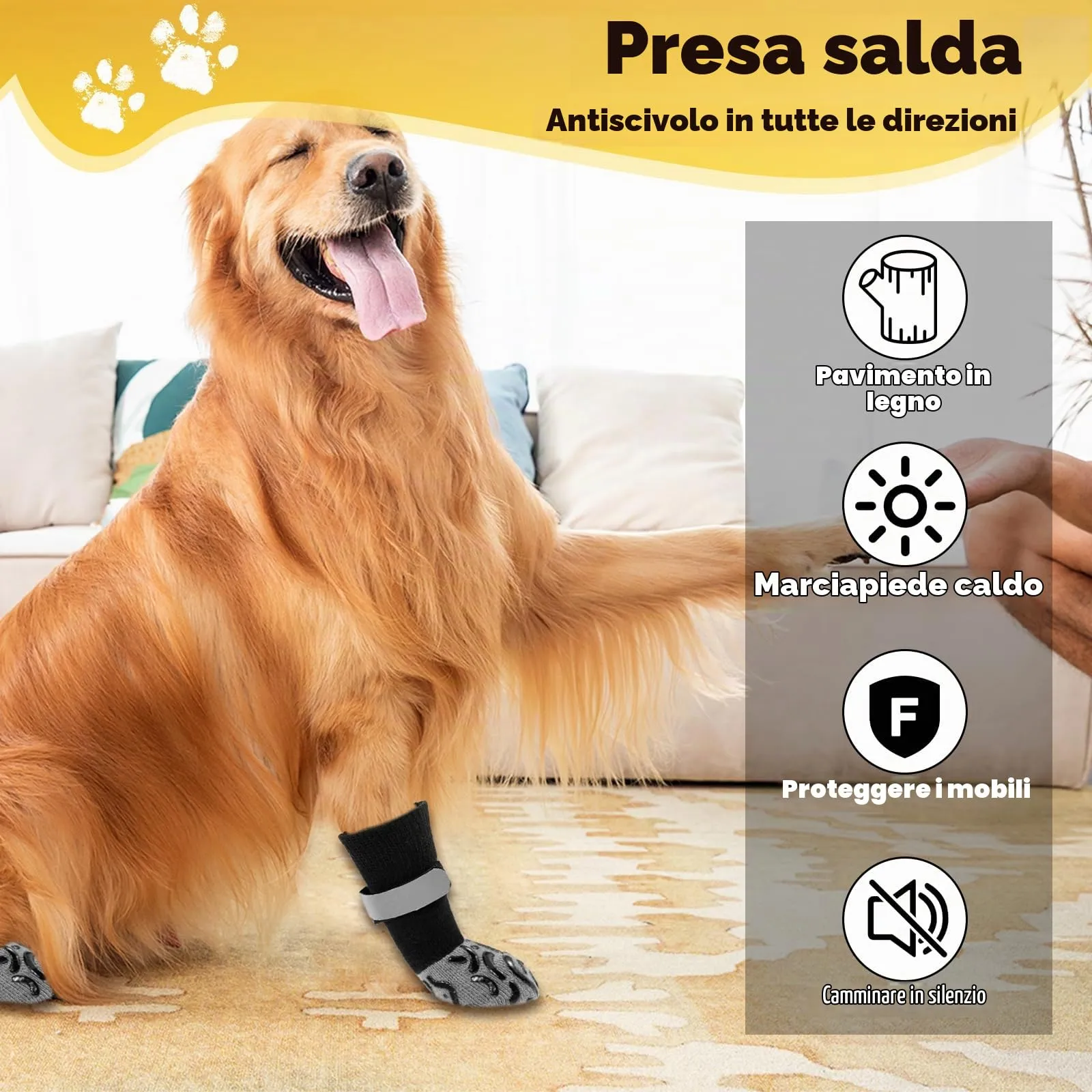 2 Paia Regolabile Antiscivolo Cane Anziano Proteggi Polpastrelli Cane Scarpe per Cani Hitzeschutz Hundestiefel Socken Prevenire il Leccamento Calzini Cani Antiscivolo per Pavimenti Caldi Freddi(M) - immagine 2