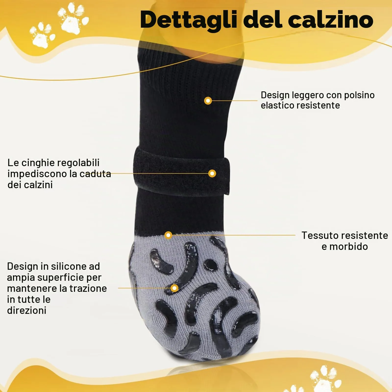 2 Paia Regolabile Antiscivolo Cane Anziano Proteggi Polpastrelli Cane Scarpe per Cani Hitzeschutz Hundestiefel Socken Prevenire il Leccamento Calzini Cani Antiscivolo per Pavimenti Caldi Freddi(M) - immagine 5