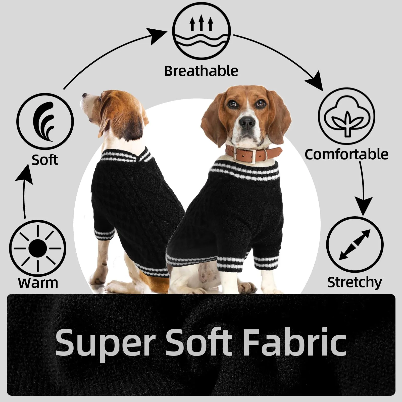 LiebeDD Maglione Cane - Maglioncino per Cane di Taglia Piccola Media e Grande, Lavorato a Maglia Cani, Spesso e Termica, per Chihuahua, Barboncino, Bulldog, Bassotto e Labrador (Nero, XXL) - immagine 2