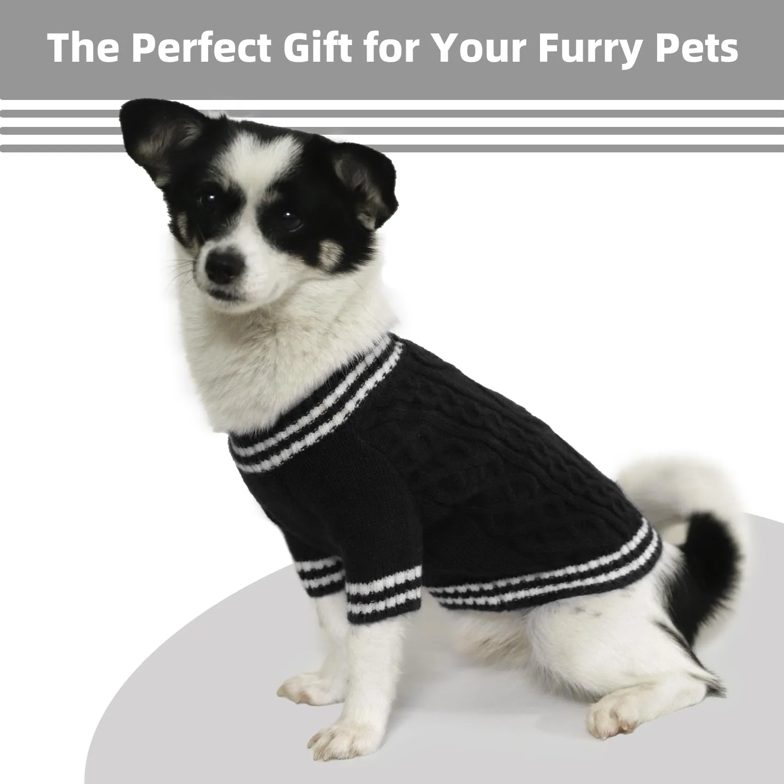 LiebeDD Maglione Cane - Maglioncino per Cane di Taglia Piccola Media e Grande, Lavorato a Maglia Cani, Spesso e Termica, per Chihuahua, Barboncino, Bulldog, Bassotto e Labrador (Nero, L) - immagine 6