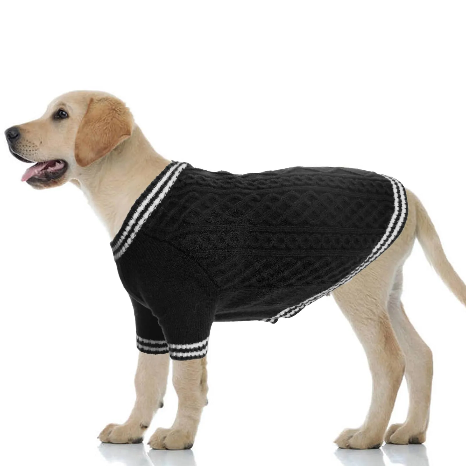 LiebeDD Maglione Cane - Maglioncino per Cane di Taglia Piccola Media e Grande, Lavorato a Maglia Cani, Spesso e Termica, per Chihuahua, Barboncino, Bulldog, Bassotto e Labrador (Nero, XL) - immagine 1