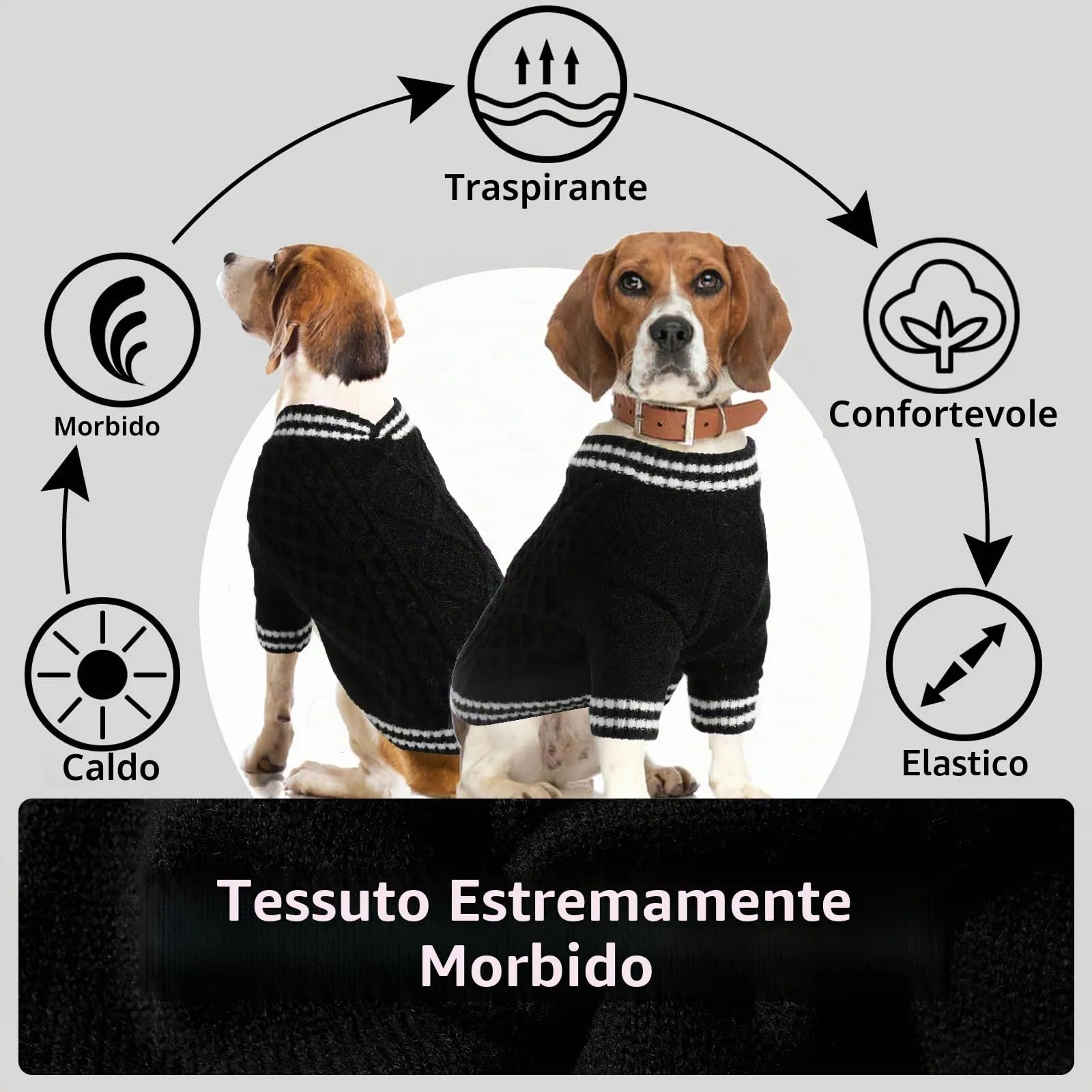LiebeDD Maglione Cane - Maglioncino per Cane di Taglia Piccola Media e Grande, Lavorato a Maglia Cani, Spesso e Termica, per Chihuahua, Barboncino, Bulldog, Bassotto e Labrador (Nero, 3XL) - immagine 2