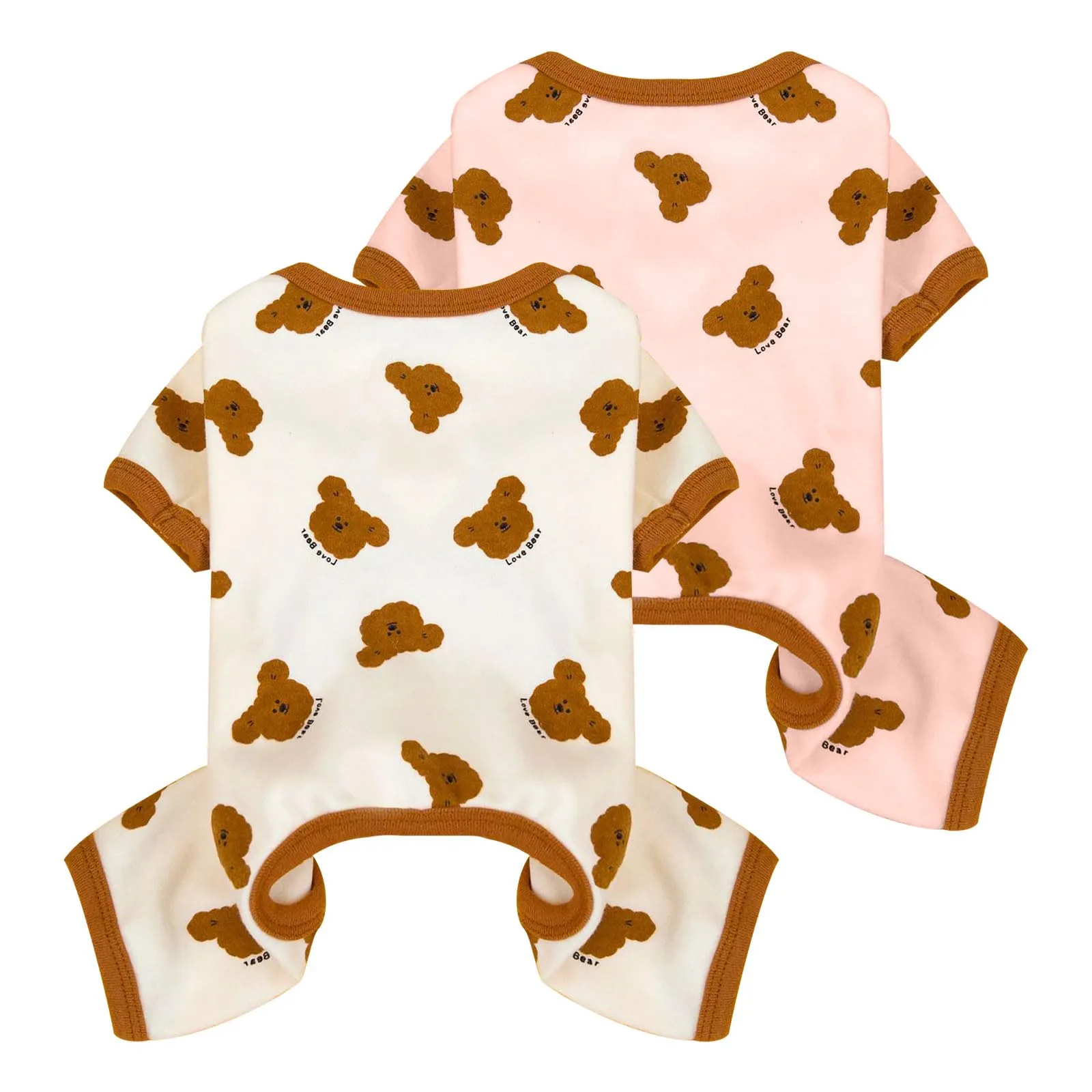 Confezione da 2 pigiami per cani di piccole dimensioni, morbidi ed elastici, per cani, gatti, ragazze, costume per animali domestici, con stampa orso, bulldog francese, chihuahua, vestiti per cani - immagine 1