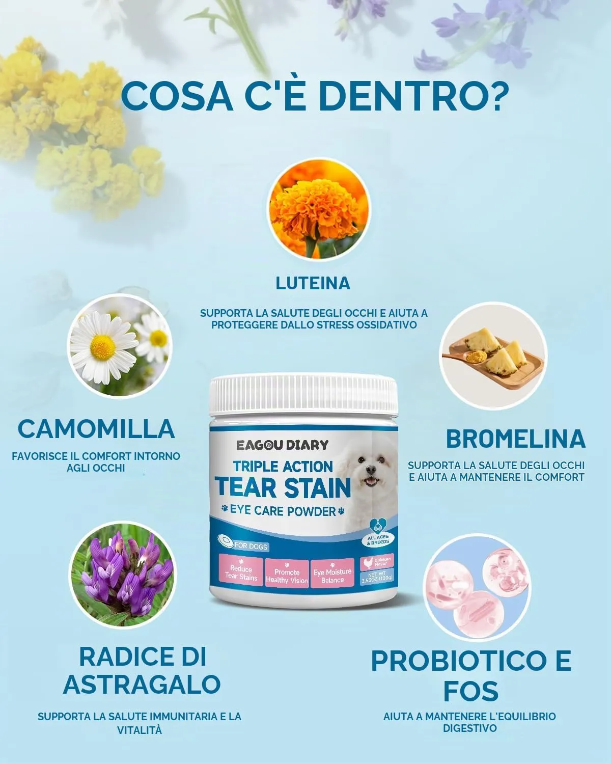 Rimuovi Macchie Lacrimali per Cani, Idrata Gli Occhi, Protegge Vista 100g - immagine 4