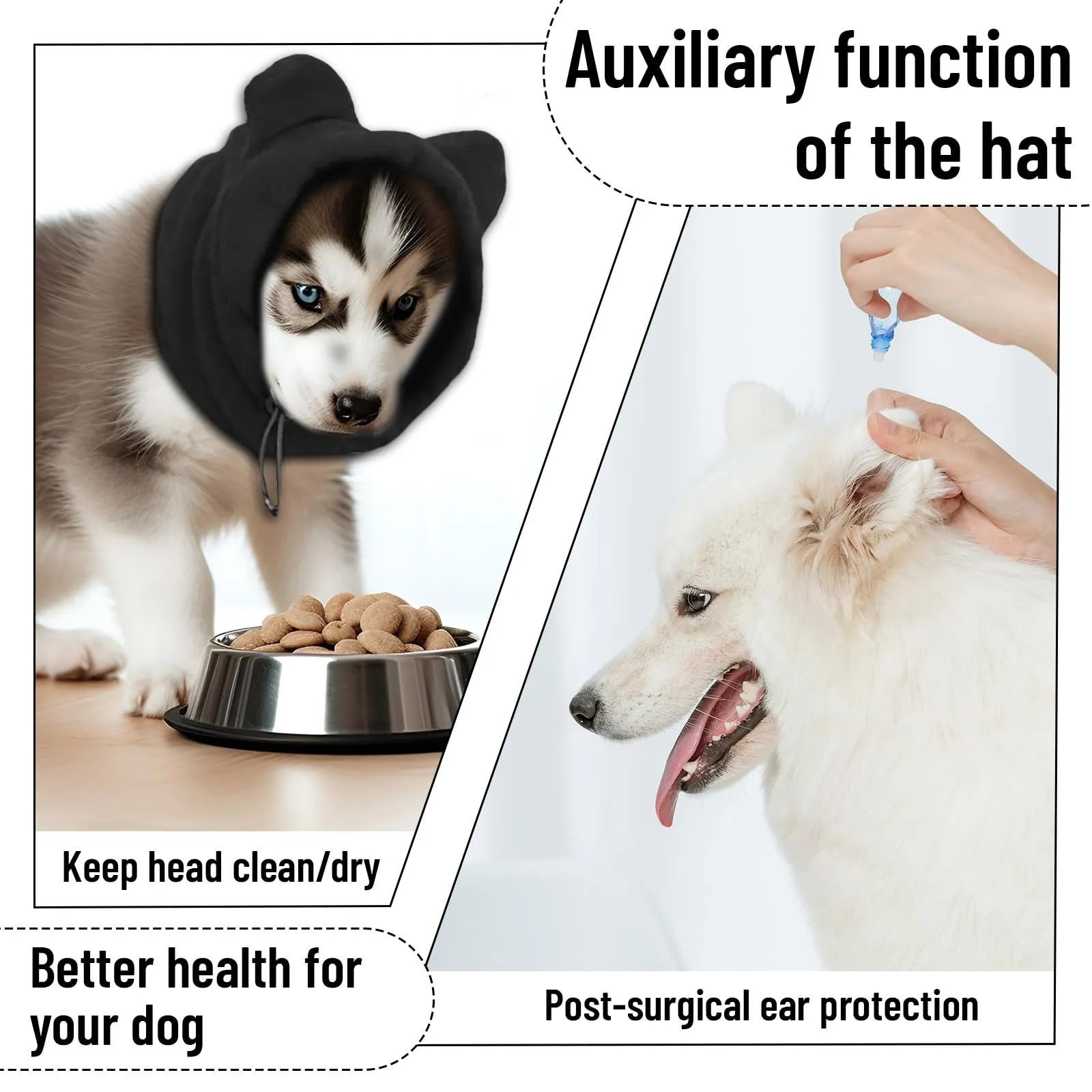 2 Pezzi Cappello per Cani, ZoneYan Paraorecchie Cane, Calmante per Cani, Paraorecchie Cocker, Cappello Cani, Antirumore, Caldo (Rosso+Nero, M) - immagine 5