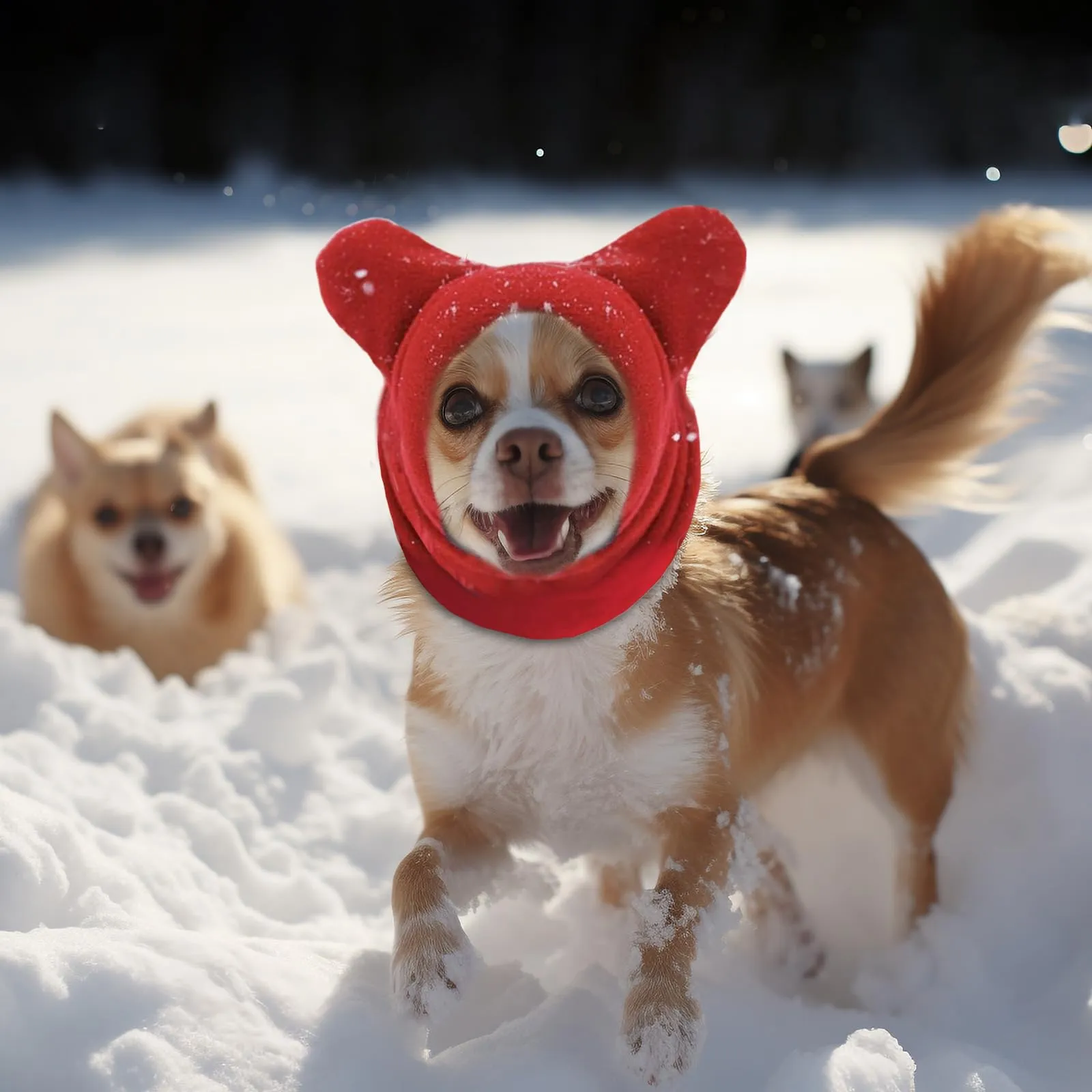 2 Pezzi Cappello per Cani, ZoneYan Paraorecchie Cane, Calmante per Cani, Paraorecchie Cocker, Cappello Cani, Antirumore, Caldo (Rosso+Nero, M) - immagine 7