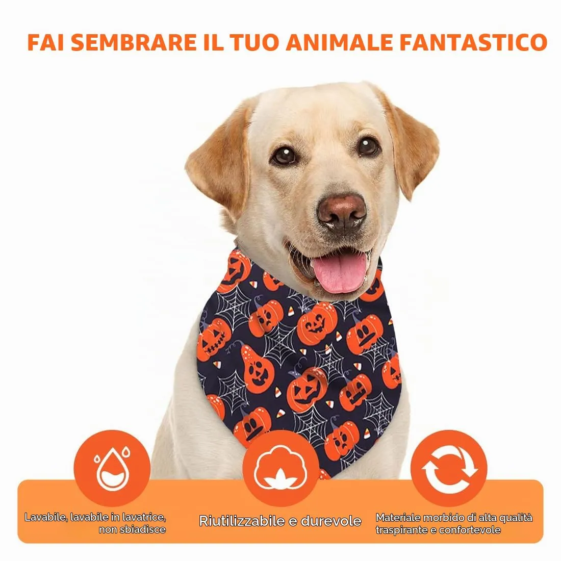 WUSJCOF 2Pcs Bandana Regolabile per Cani con Motivo Strega e Zucca per Cani Piccoli, Medi e Grandi, Costume per Halloween - immagine 3