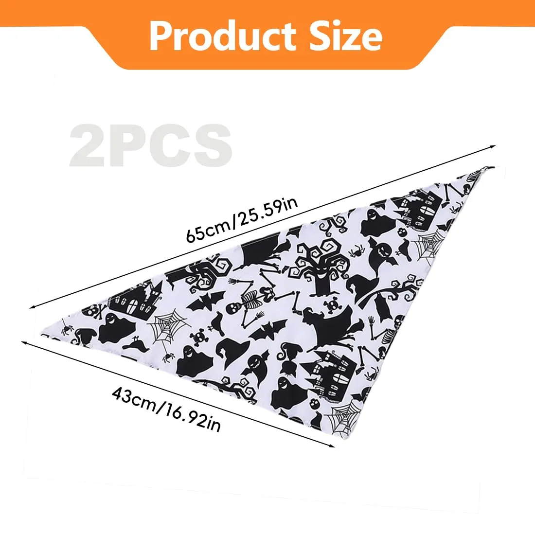 WUSJCOF 2Pezzi Bandana Regolabile per Cani a Forma di Triangolo con Motivo Strega e Zucca, Costume di Halloween per Cani Piccoli, Medi e Grandi - immagine 2