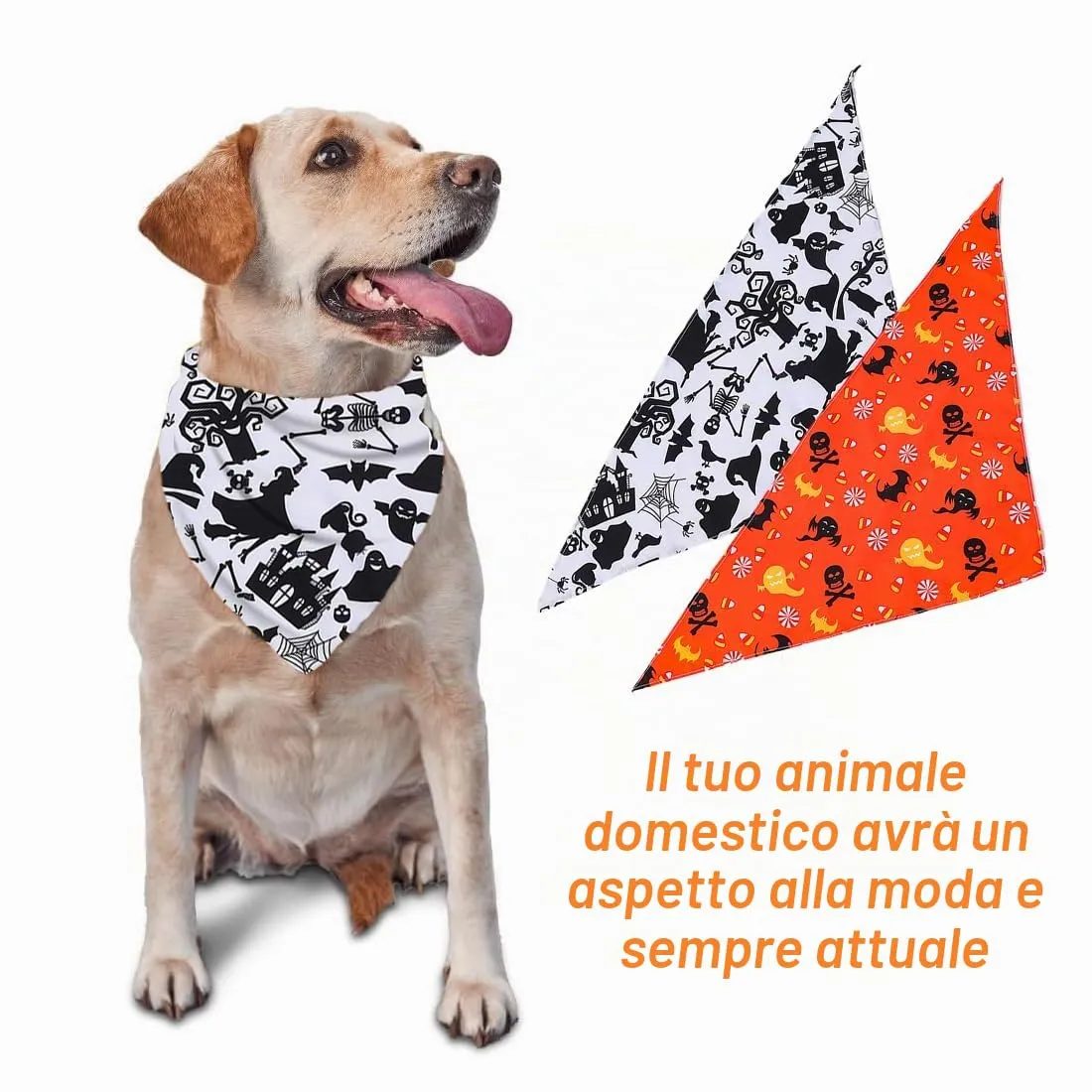 WUSJCOF 2Pezzi Bandana Regolabile per Cani a Forma di Triangolo con Motivo Strega e Zucca, Costume di Halloween per Cani Piccoli, Medi e Grandi - immagine 4