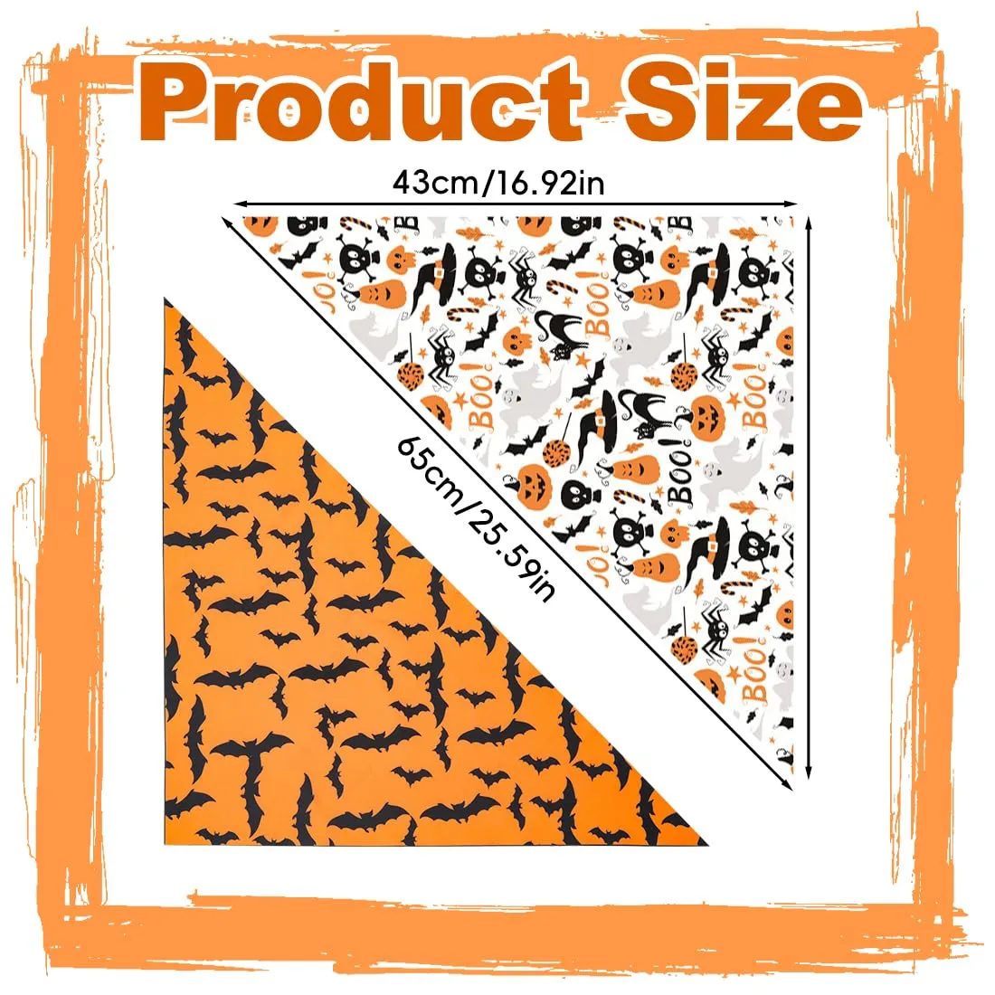 WUSJCOF 2Pezzi Bandana Regolabile Triangolare per Cani con Motivo Strega e Zucca per Cani Piccoli Medi Grandi Costume per Halloween - immagine 2