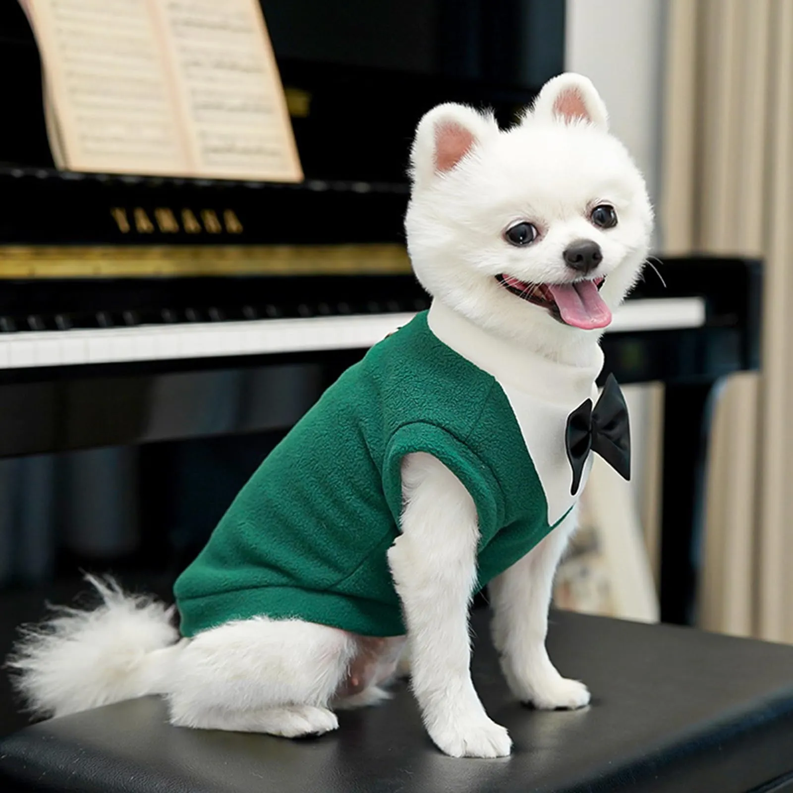 Yoolhamy Maglione per cani con papillon, abbigliamento invernale per animali domestici, smoking, per cani di taglia piccola e media, in caldo pile, per chihuahua, schnauzer, shih tzu, yorkie, Natale - immagine 4