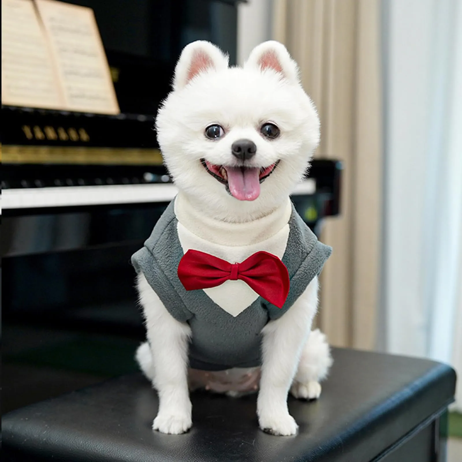 Yoolhamy Maglione per cani con papillon, abbigliamento invernale per animali domestici, smoking, per cani di taglia piccola e media, in caldo pile, per chihuahua, schnauzer, shih tzu, Yorkie, Natale - immagine 4