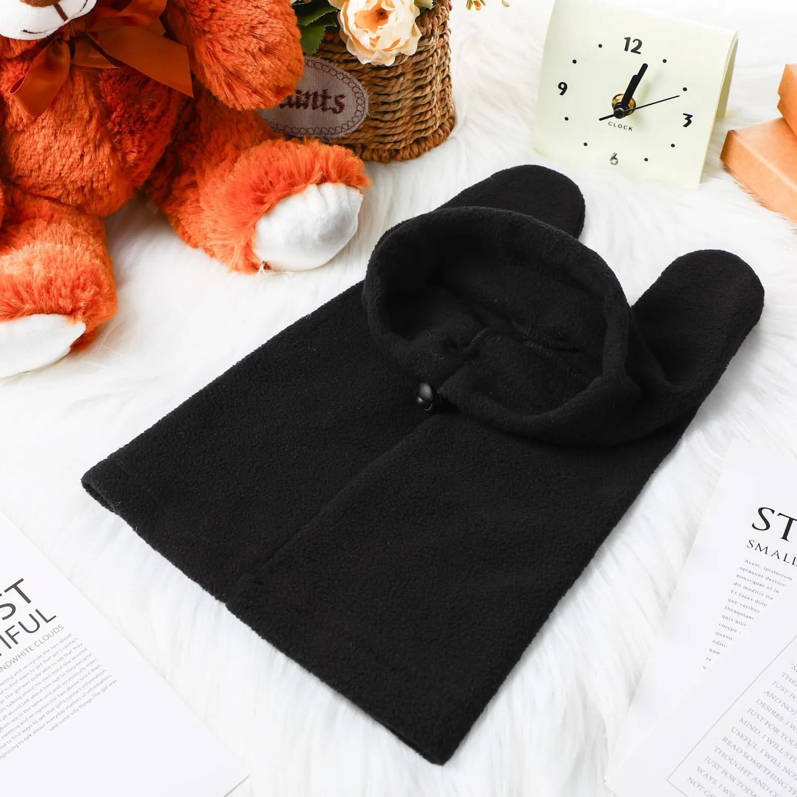 Cappello Invernali per Cani Gattino Morbido Caldo Cappelli per Animali Domestici con Orecchie Protezione Contro il Rumore Cappuccio per la Testa e il Collo Cucciolo per Freddo Invernale,M (Nero) - immagine 5