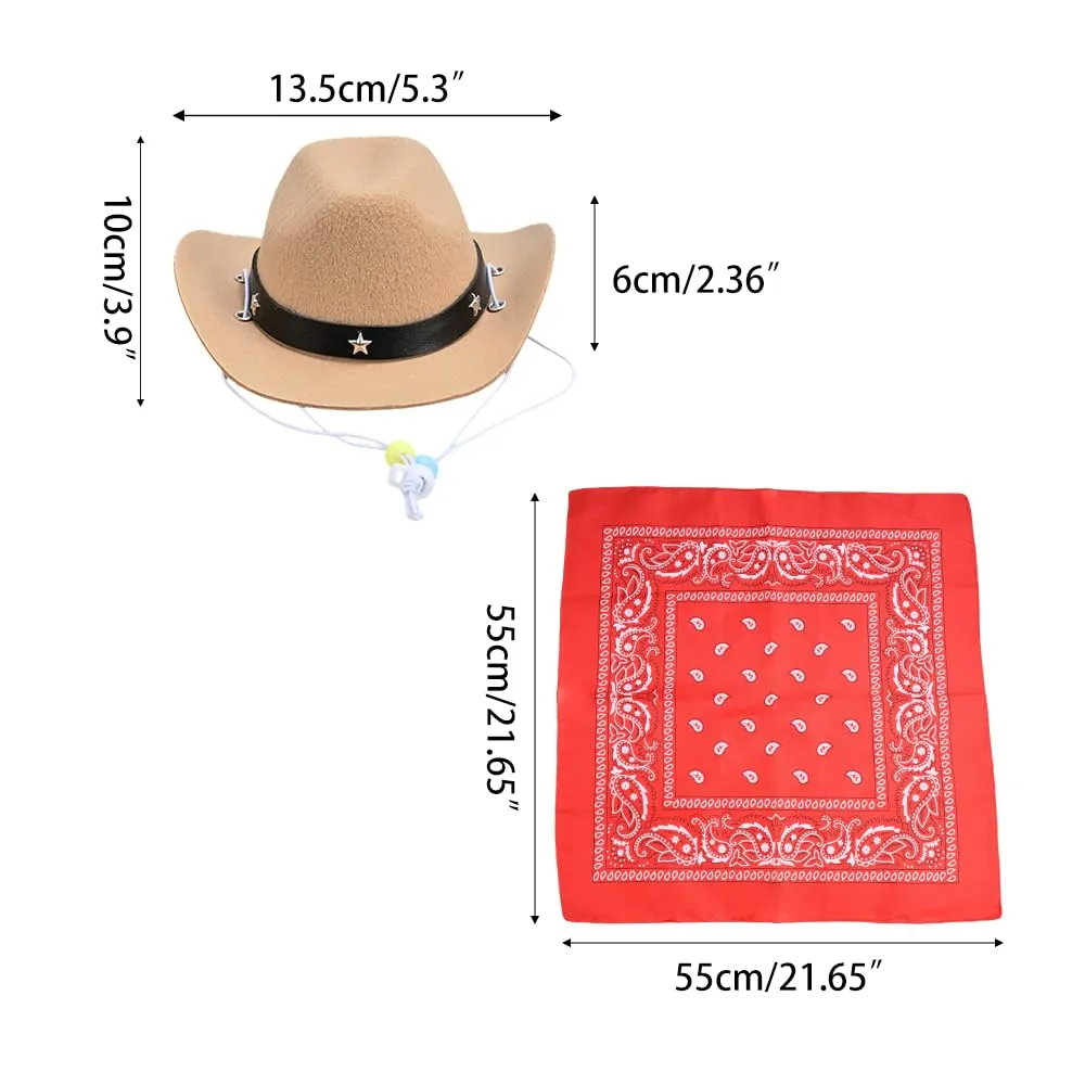 Costume da cowboy per cane, bandana quadrata e cappello da cowboy - immagine 4