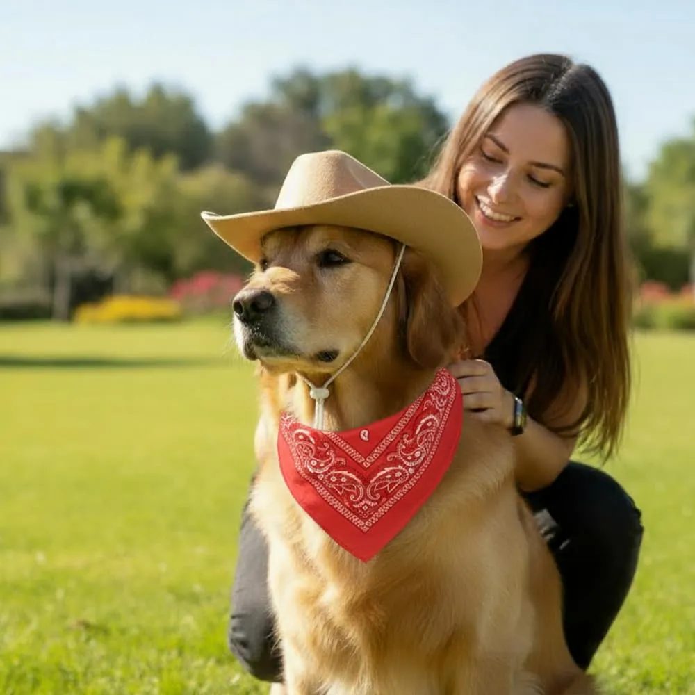Cappello da cowboy per cani, costume da cowboy con bandana, per cuccioli, gattini, decorazione per feste di animali domestici, costume per animali domestici, cosplay, Halloween, Natale, carnevale - immagine 7