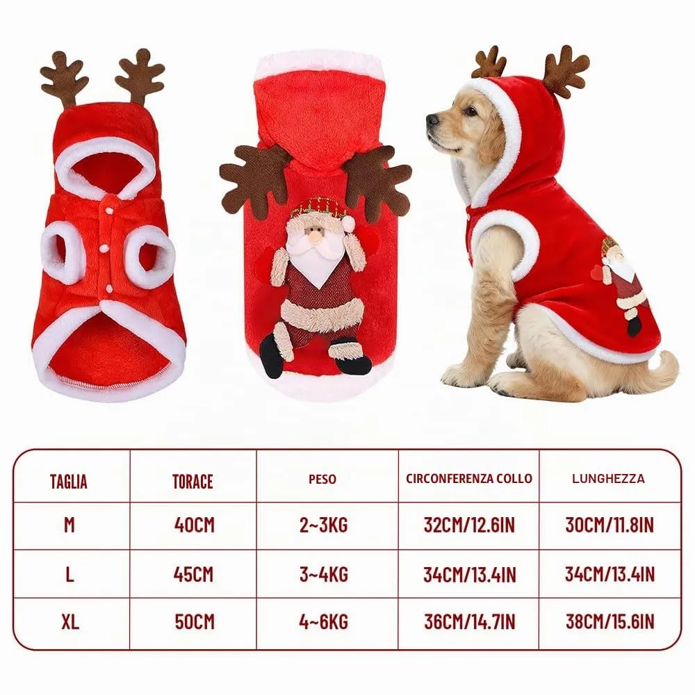 Vestiti Natale Gatto Cane, Vestito Cane N atale, Vestito Babbo Cane, Vestiti dell'animale Domestico di Natale, per Feste Natalizie per Animali Domestici Decorare (XL) - immagine 2