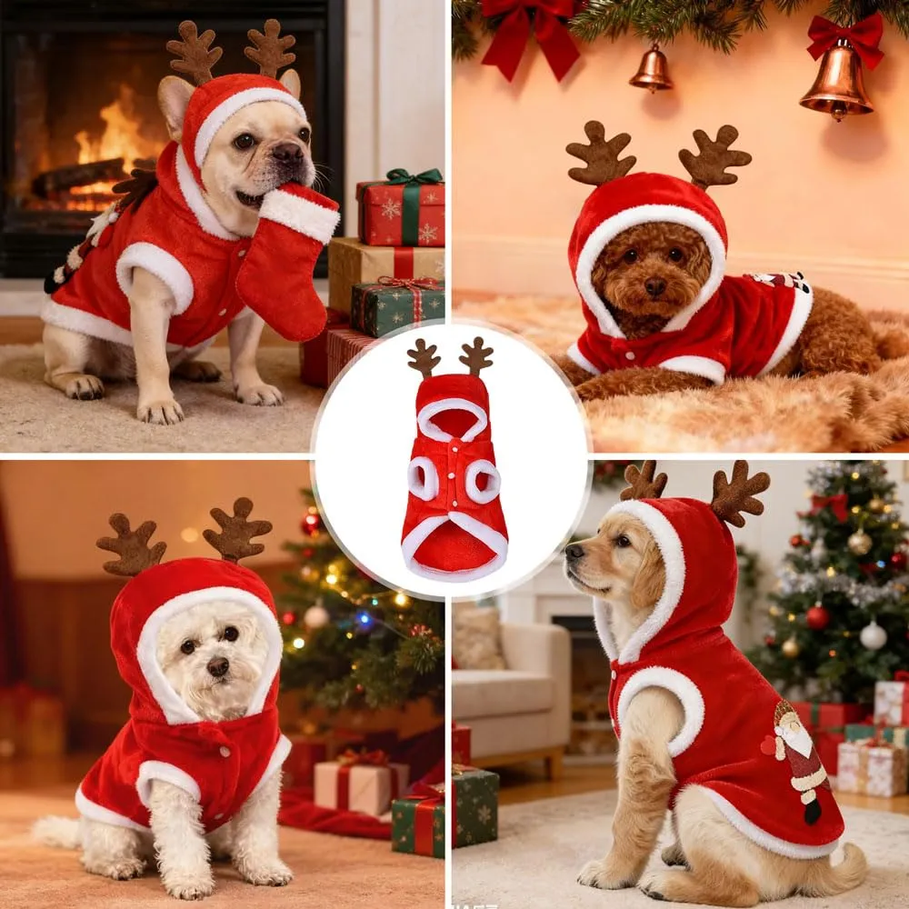 Vestiti Natale Gatto Cane, Vestito Cane N atale, Vestito Babbo Cane, Vestiti dell'animale Domestico di Natale, per Feste Natalizie per Animali Domestici Decorare (XL) - immagine 4