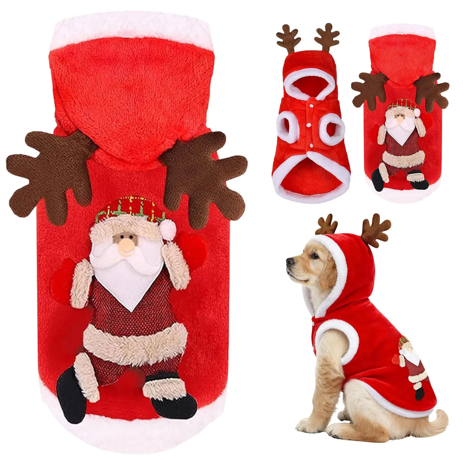 Vestiti Natale Gatto Cane, Vestito Cane N atale, Vestito Babbo Cane, Vestiti dell'animale Domestico di Natale, per Feste Natalizie per Animali Domestici Decorare (M) - immagine 1