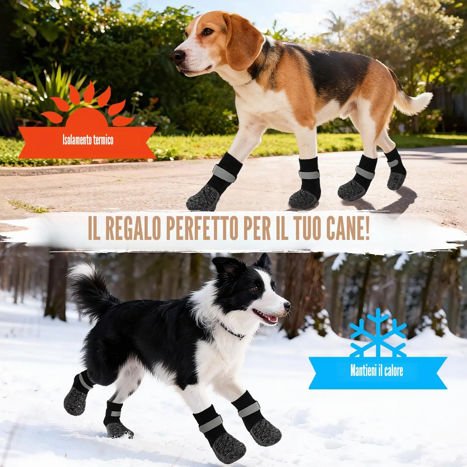 QKURT 2 Paia Calzini Antiscivolo per Cani, Protezioni per Zampe di Cane con Cinghie Regolabili, Protezione dalle Leccate alle Zampe, Calzini per Cani per Camminare sui Pavimenti in Legno,L - immagine 7
