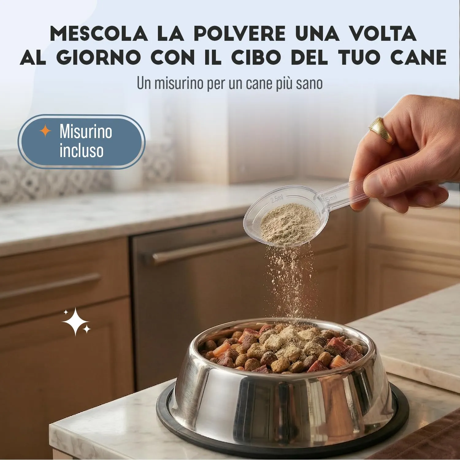 FloraPet Pulizia Denti Cane in Polvere con Alga Ascophyllum Nodosum, Contro Placca, Tartaro e Alito Cattivo, Senza Spazzolino, Igiene Orale Quotidiana con Pappa Reale e Vitamina C, 150 g - immagine 6