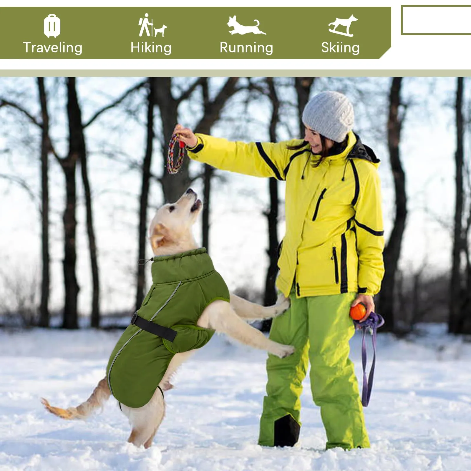 Cappotto invernale impermeabile per cani, caldo, abbigliamento per cani di taglia piccola, media e grande, maglione per cani con strisce riflettenti sicure per labrador, chihuahua, bulldog francese - immagine 6
