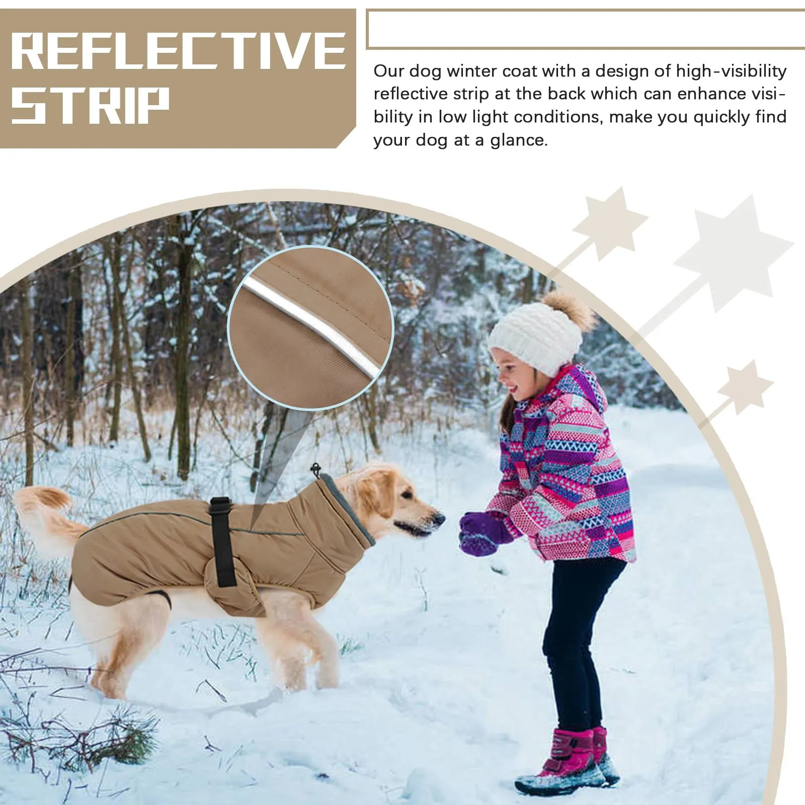Cappotto invernale impermeabile per cani, caldo, abbigliamento per cani di taglia piccola, media e grande, maglione per cani con strisce riflettenti sicure per labrador, chihuahua, bulldog francese - immagine 4