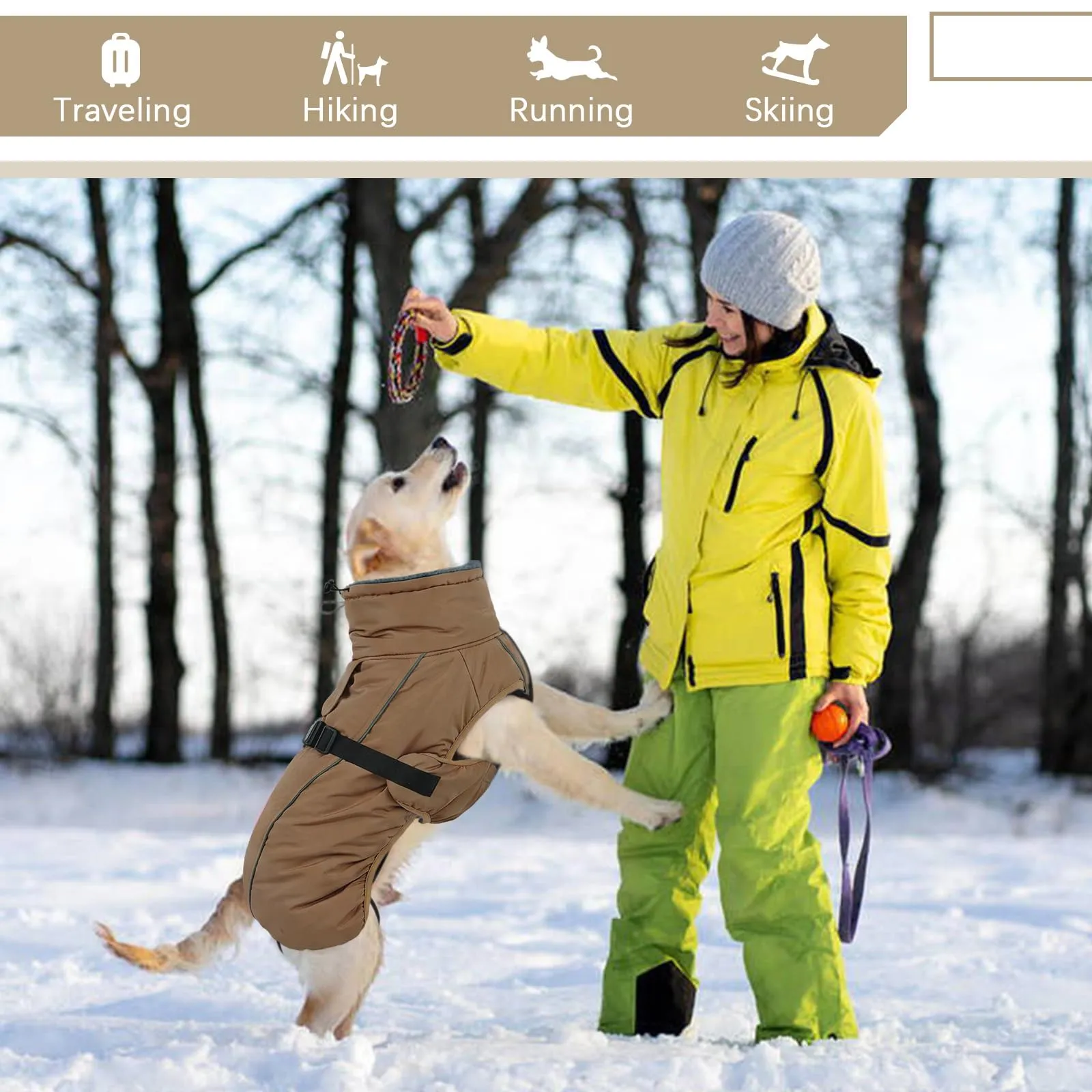 Cappotto invernale impermeabile per cani, caldo, abbigliamento per cani di taglia piccola, media e grande, maglione per cani con strisce riflettenti sicure per labrador, chihuahua, bulldog francese - immagine 5