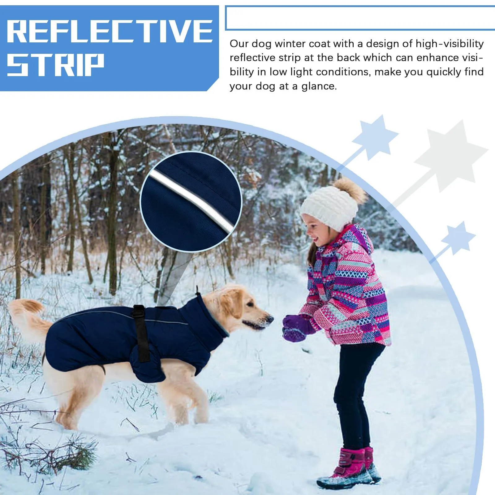 Cappotto invernale impermeabile per cani, caldo, abbigliamento per cani di taglia piccola, media e grande, maglione per cani con strisce riflettenti sicure per labrador, chihuahua, bulldog francese - immagine 4