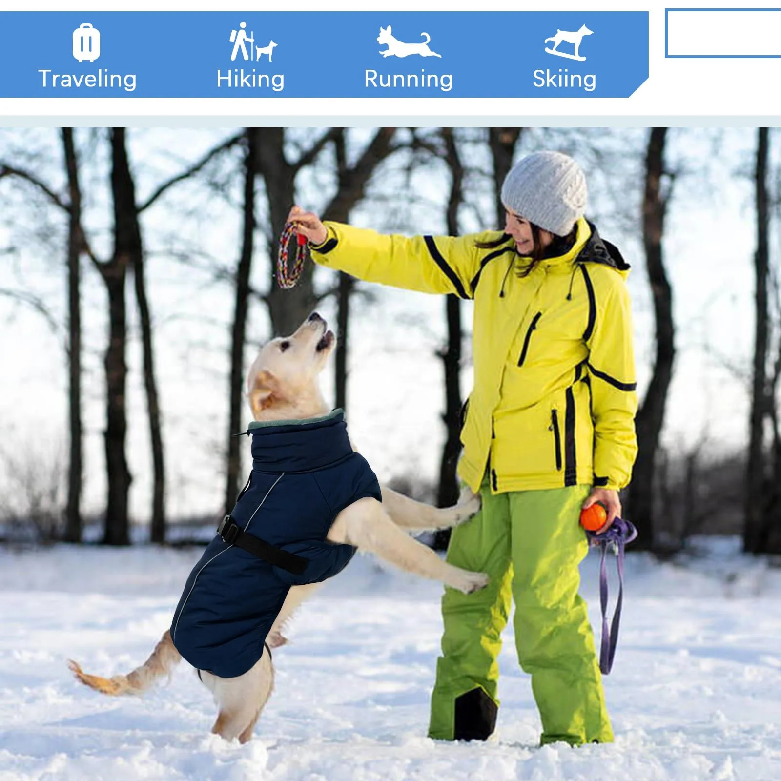 Cappotto invernale impermeabile per cani, caldo, abbigliamento per cani di taglia piccola, media e grande, maglione per cani con strisce riflettenti sicure per labrador, chihuahua, bulldog francese - immagine 6