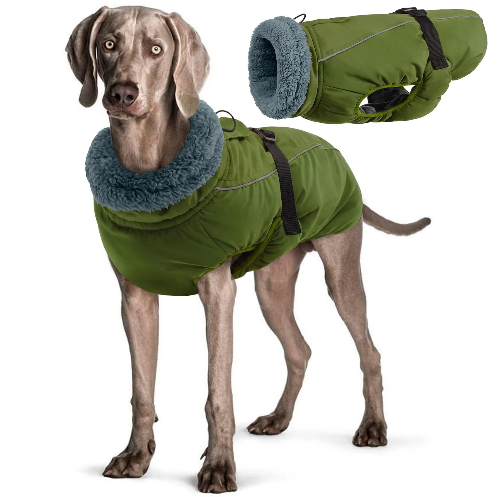 Cappotto invernale impermeabile per cani, caldo, abbigliamento per cani di taglia piccola, media e grande, maglione per cani con strisce riflettenti sicure per labrador, chihuahua, bulldog francese - immagine 1