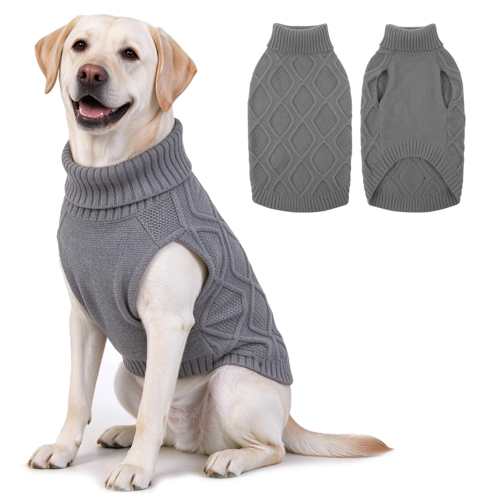 KONVINIT Maglione Cane Taglia Grande Collo Alto Senza Maniche Inverno Caldo - immagine 1