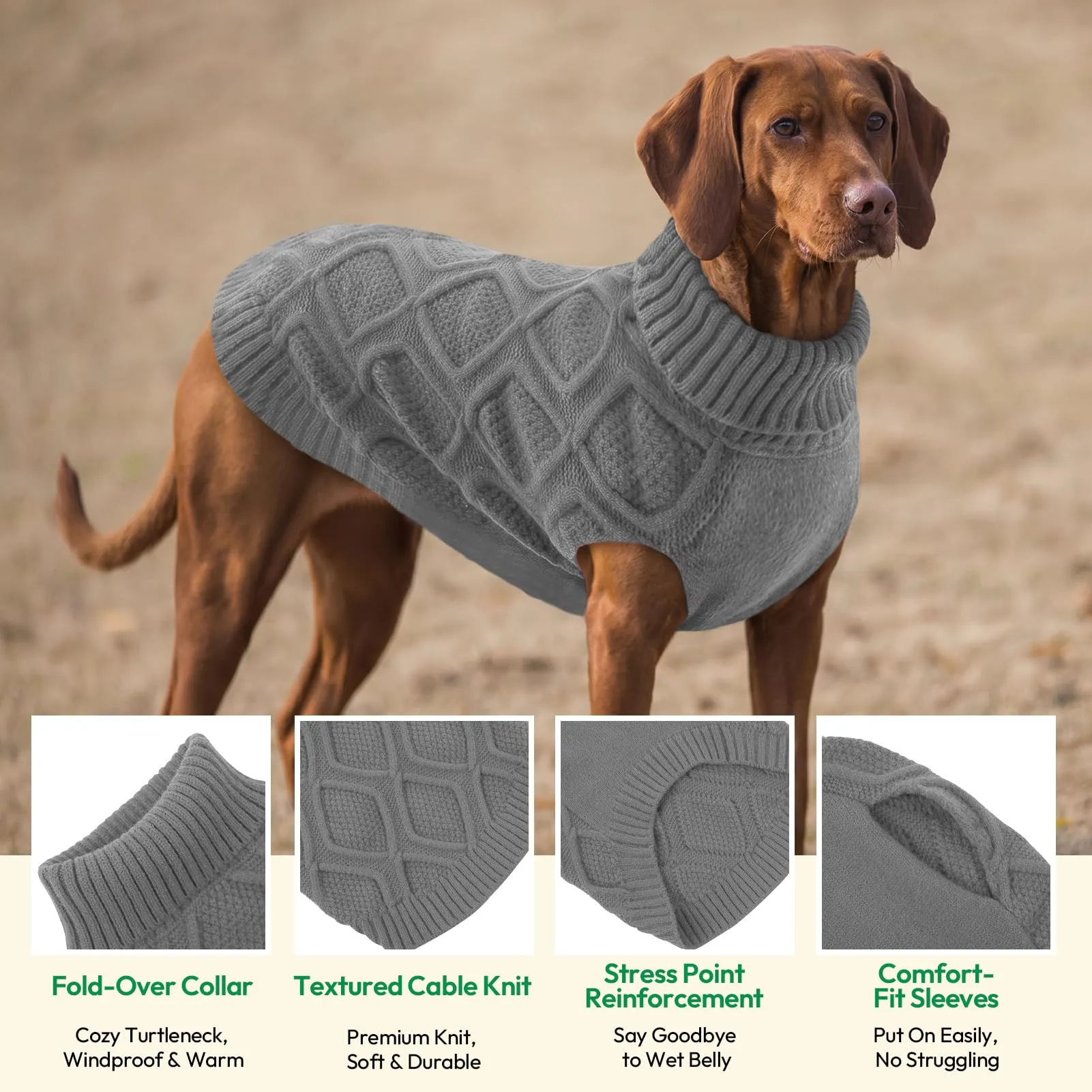 KONVINIT Maglione Cane Taglia Grande Collo Alto Senza Maniche Inverno Caldo - immagine 4