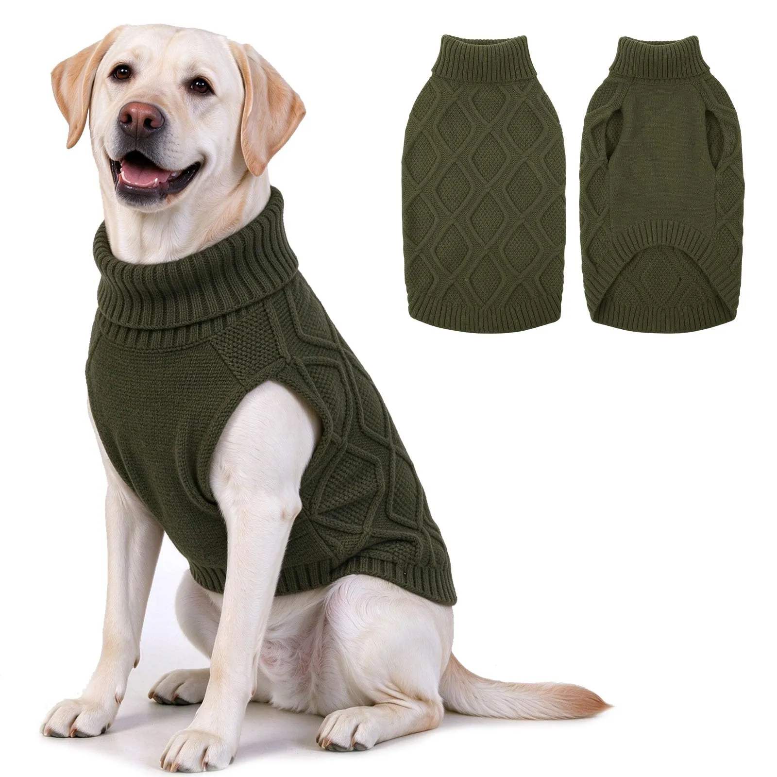 KONVINIT Maglione Cane Taglia Grande Collo Alto Senza Maniche Inverno Caldo - immagine 1