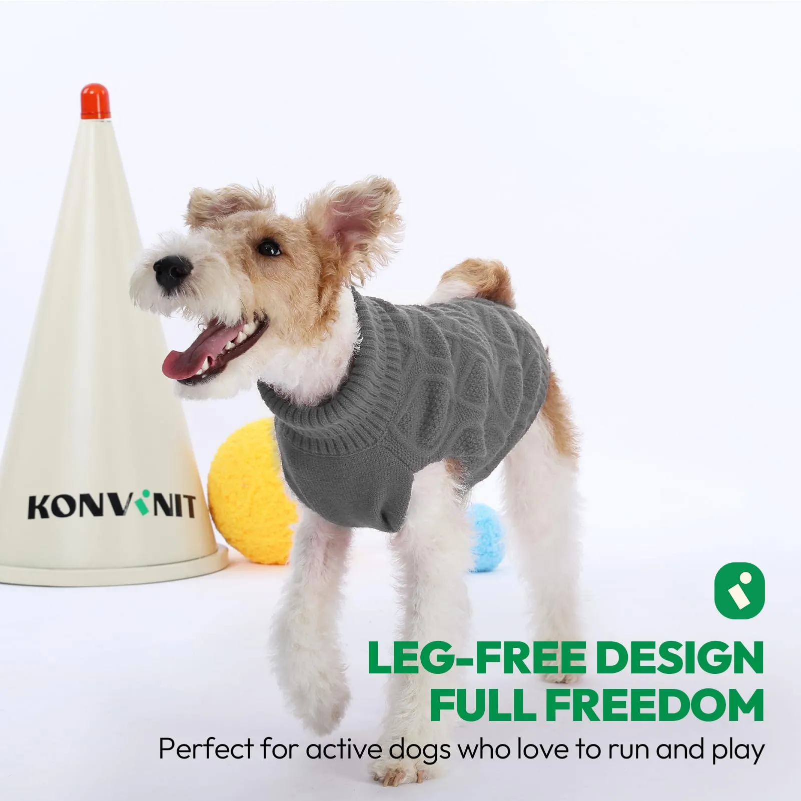 KONVINIT Maglione Cane Invernale a Treccia Rombo, Caldo Alta Colla a Coste - immagine 6