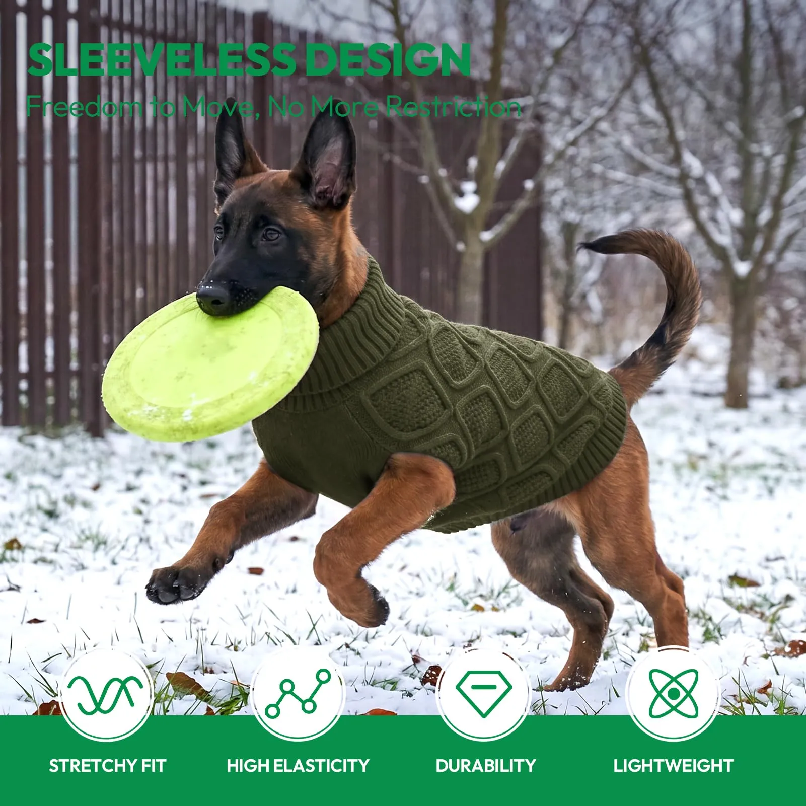 KONVINIT Maglione Cane Taglia Grande Collo Alto Senza Maniche Inverno Caldo - immagine 2