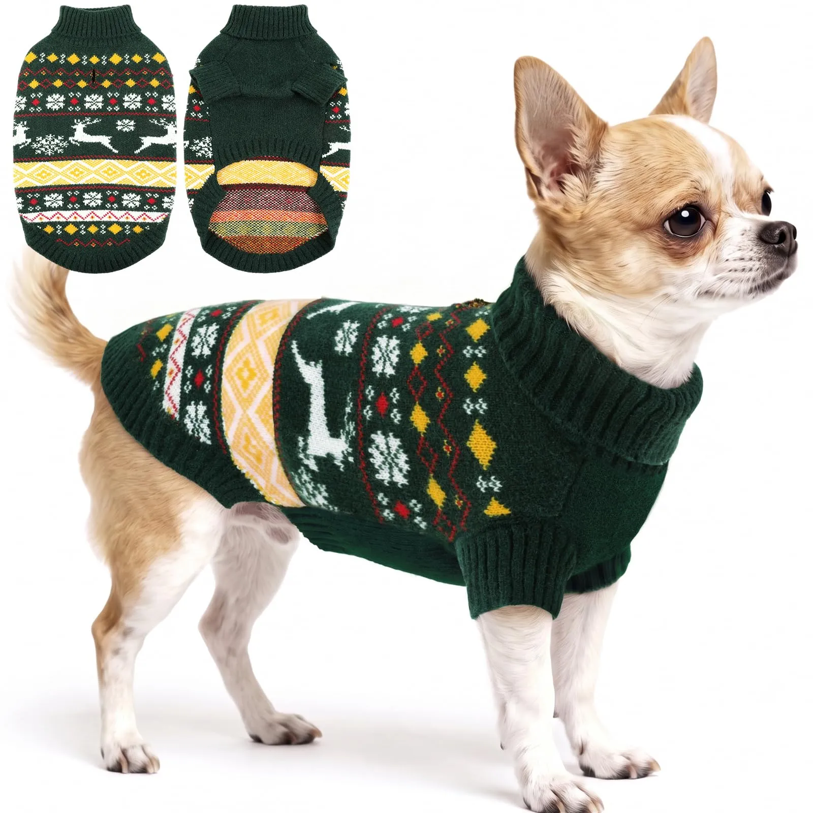 ASENKU Maglione di Natale per cani S, Maglia Tricot Pile Antipilling a Indossare, Natalizio Abbigliamento Invernale Maglioncino per Cane Taglia Piccola Barboncino Bichon, Interno e Passeggiate Fredde - immagine 1
