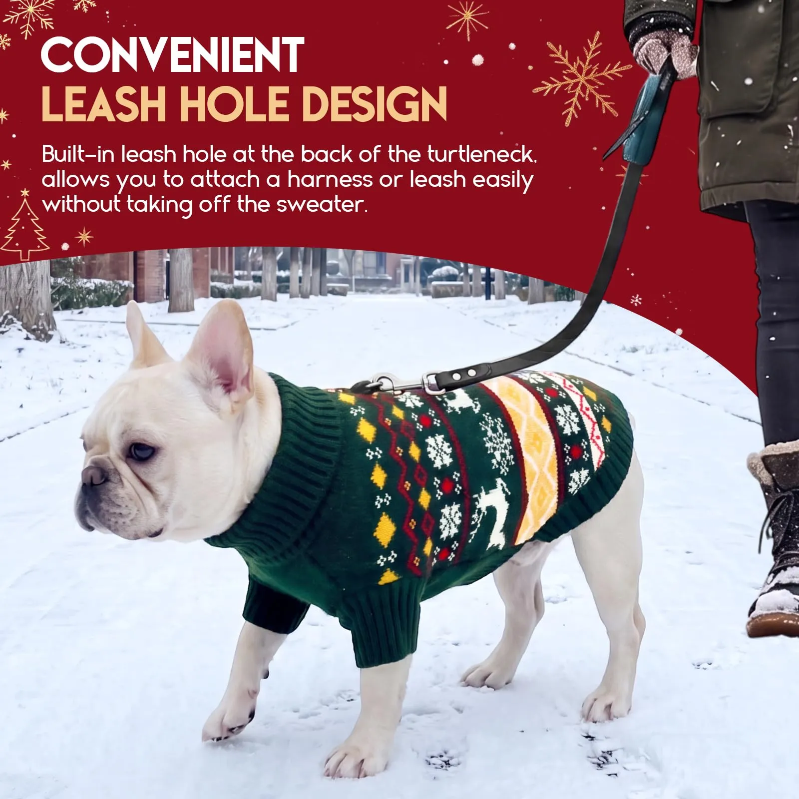 ASENKU Maglione di Natale per cani S, Maglia Tricot Pile Antipilling a Indossare, Natalizio Abbigliamento Invernale Maglioncino per Cane Taglia Piccola Barboncino Bichon, Interno e Passeggiate Fredde - immagine 6