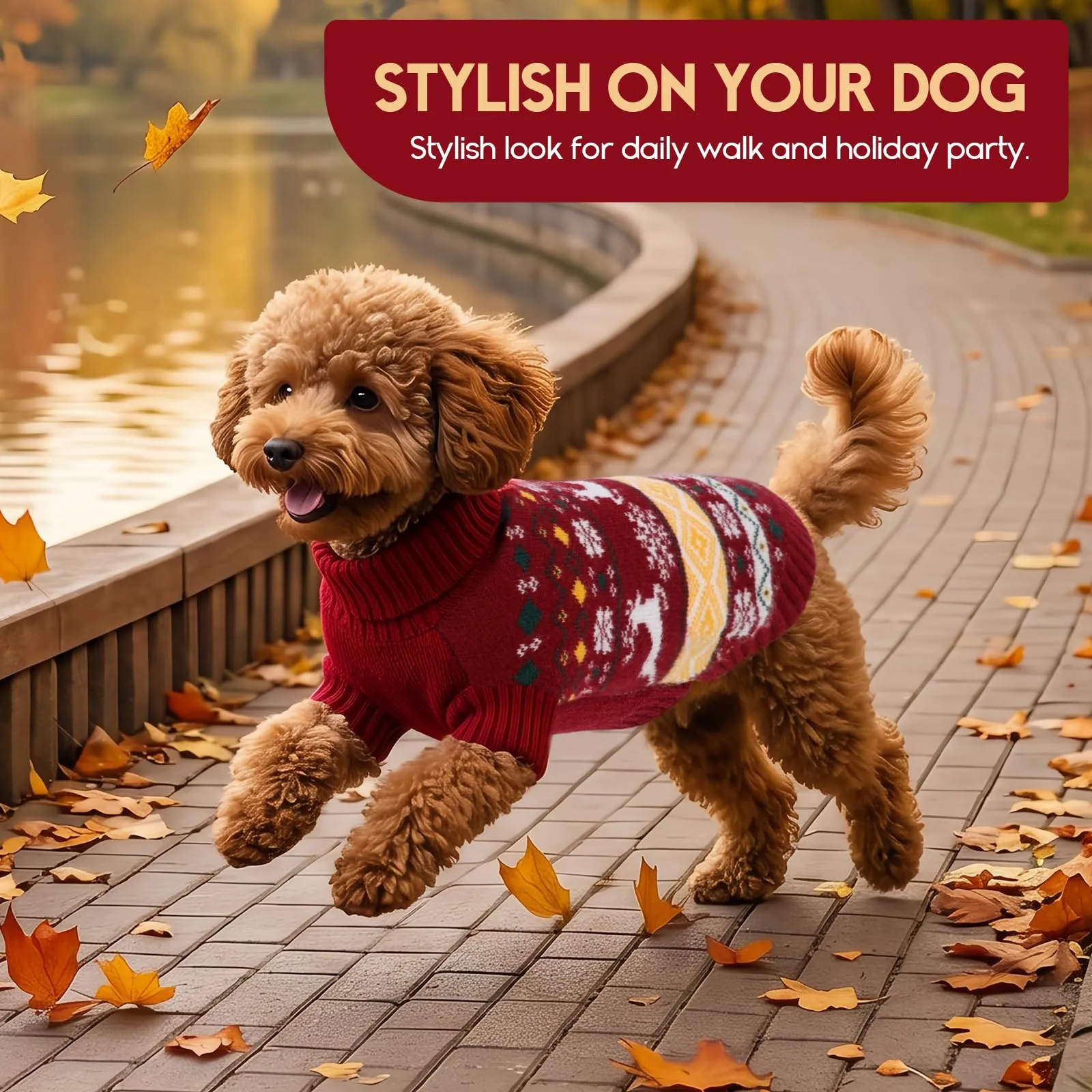 ASENKU Maglione di Natale per Cani 3XL, Maglia Tricot Pile Antipilling, Indumento Invernale Natalizio Maglioncino per Cane Grandi Golden Retriever Labrador, Adatto a Casa e Passeggiate Natalizie - immagine 4
