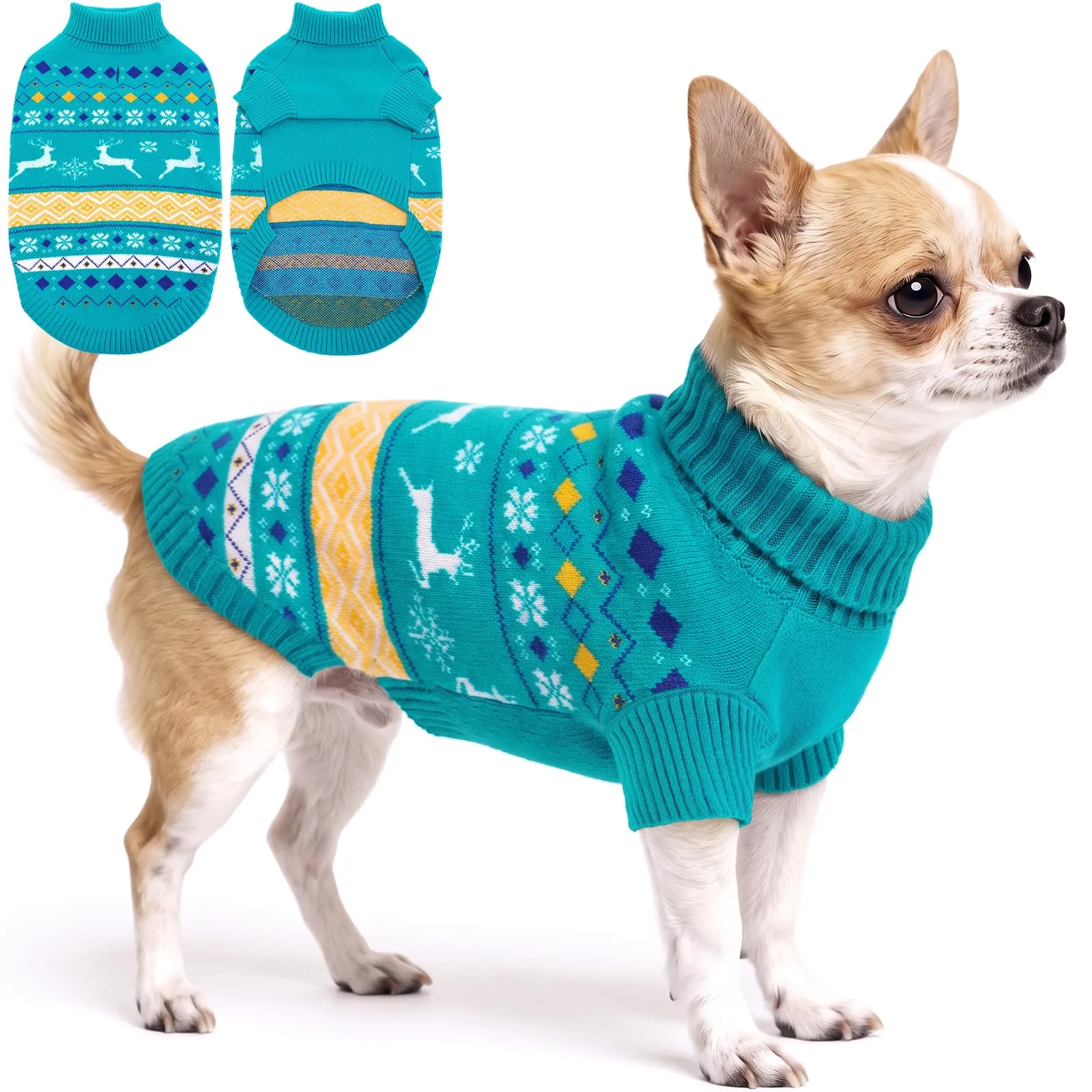 ASENKU Maglione di Natale per Cane XS Taglia, Maglia in Pile Antipilling a Maniche, Maglioncino Invernale Caldo per Cani Piccola Chihuahua Yorkshire, per Passeggiate Esterne e Domestico Feste - immagine 1