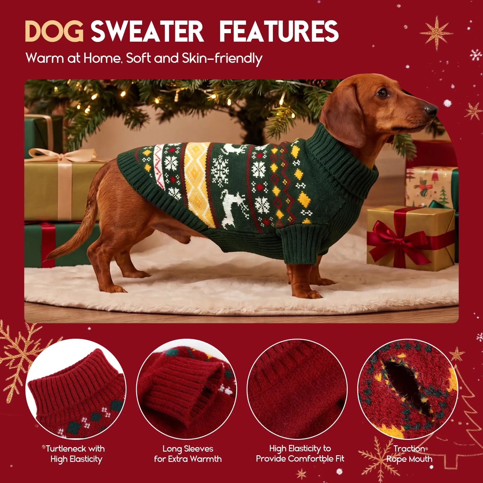 ASENKU Maglione di Natale per Cane XS Taglia, Maglia in Pile Antipilling a Maniche, Maglioncino Invernale Caldo per Cani Piccola Chihuahua Yorkshire, per Passeggiate Esterne e Domestico Feste - immagine 3