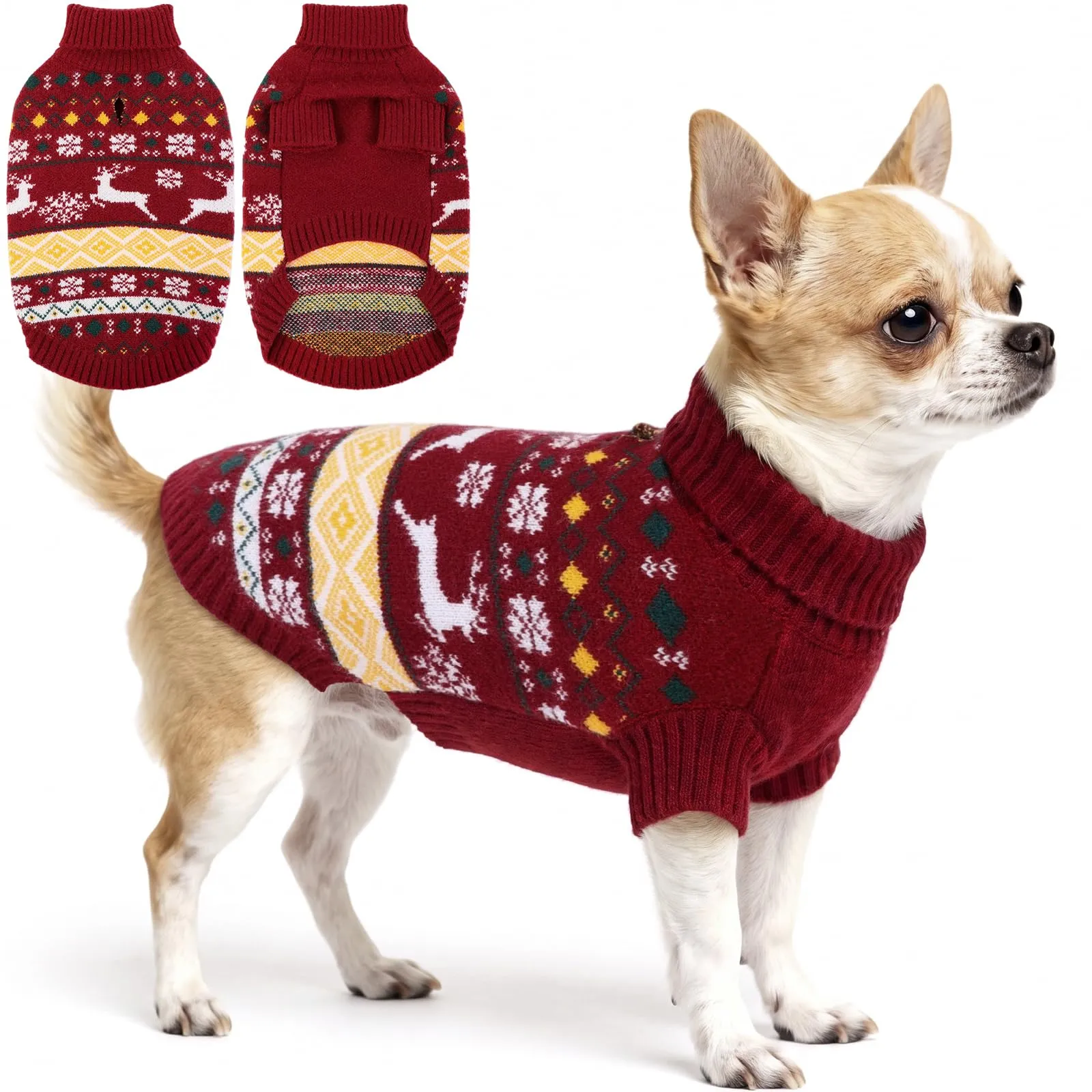 ASENKU Maglione di Natale per Cane XS Taglia, Maglia in Pile Antipilling a Maniche, Maglioncino Invernale Caldo per Cani Piccola Chihuahua Yorkshire, per Passeggiate Esterne e Domestico Feste - immagine 1