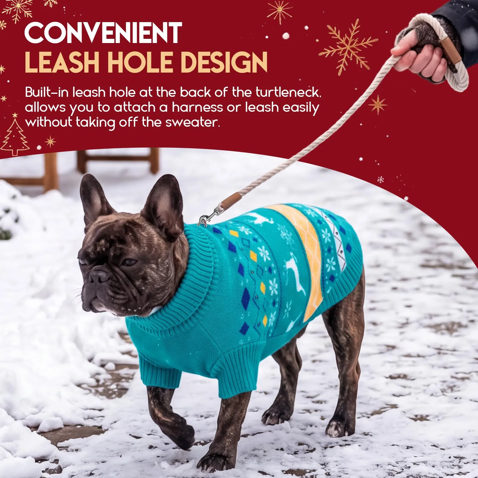 ASENKU Maglione di Natale per cani S, Maglia Tricot Pile Antipilling a Indossare, Natalizio Abbigliamento Invernale Maglioncino per Cane Taglia Piccola Barboncino Bichon, Interno e Passeggiate Fredde - immagine 6